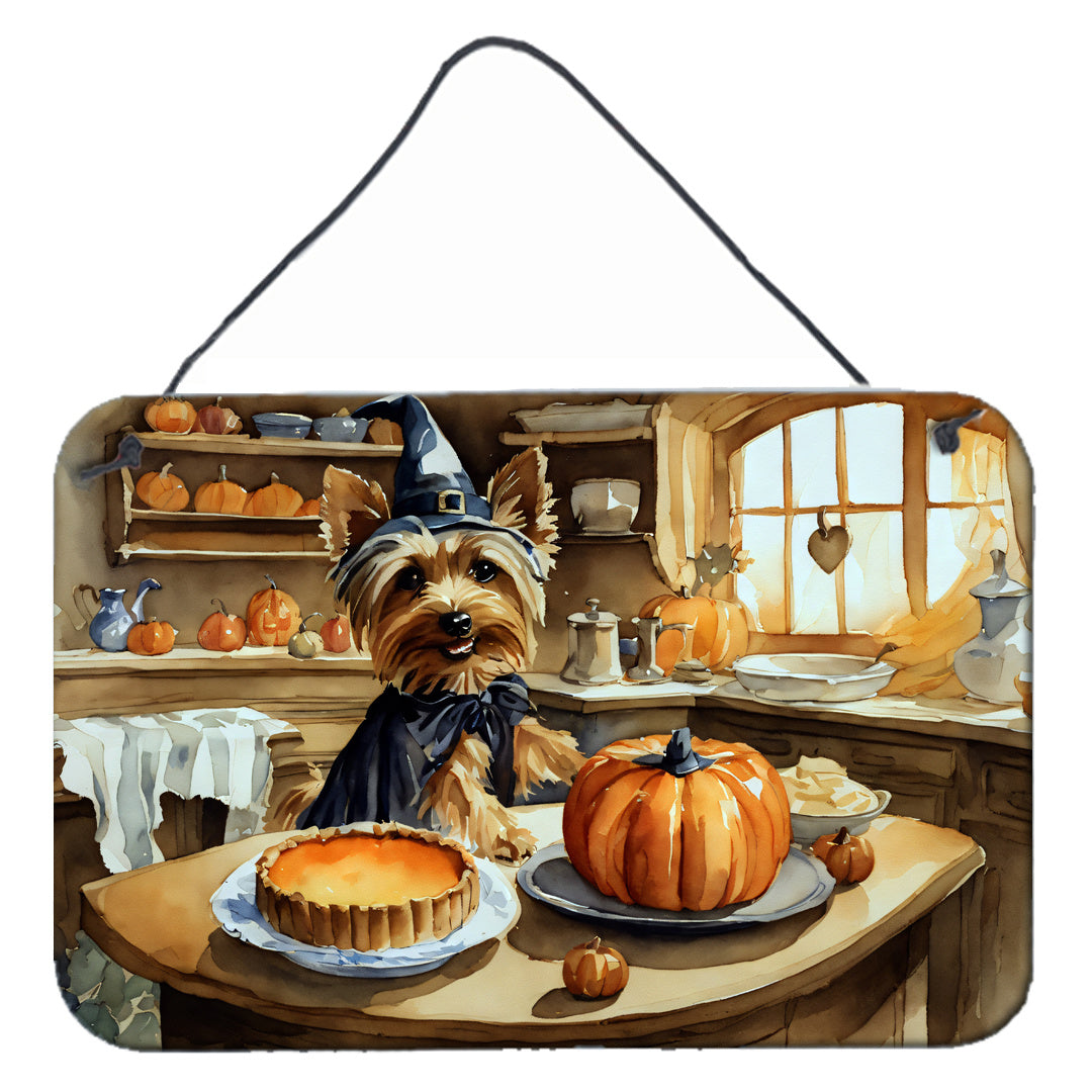 NEW Silky Terrier Fall Kitchen Pumpkins Wall or Door Hanging Prints Aluminum Metal Sign Kitchen Wall Bar Bathroom Plaque Home Decor, 8HX12W, Multicolor