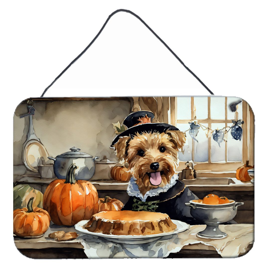 NEW Lakeland Terrier Fall Kitchen Pumpkins Wall or Door Hanging Prints Aluminum Metal Sign Kitchen Wall Bar Bathroom Plaque Home Decor, 8HX12W, Multicolor