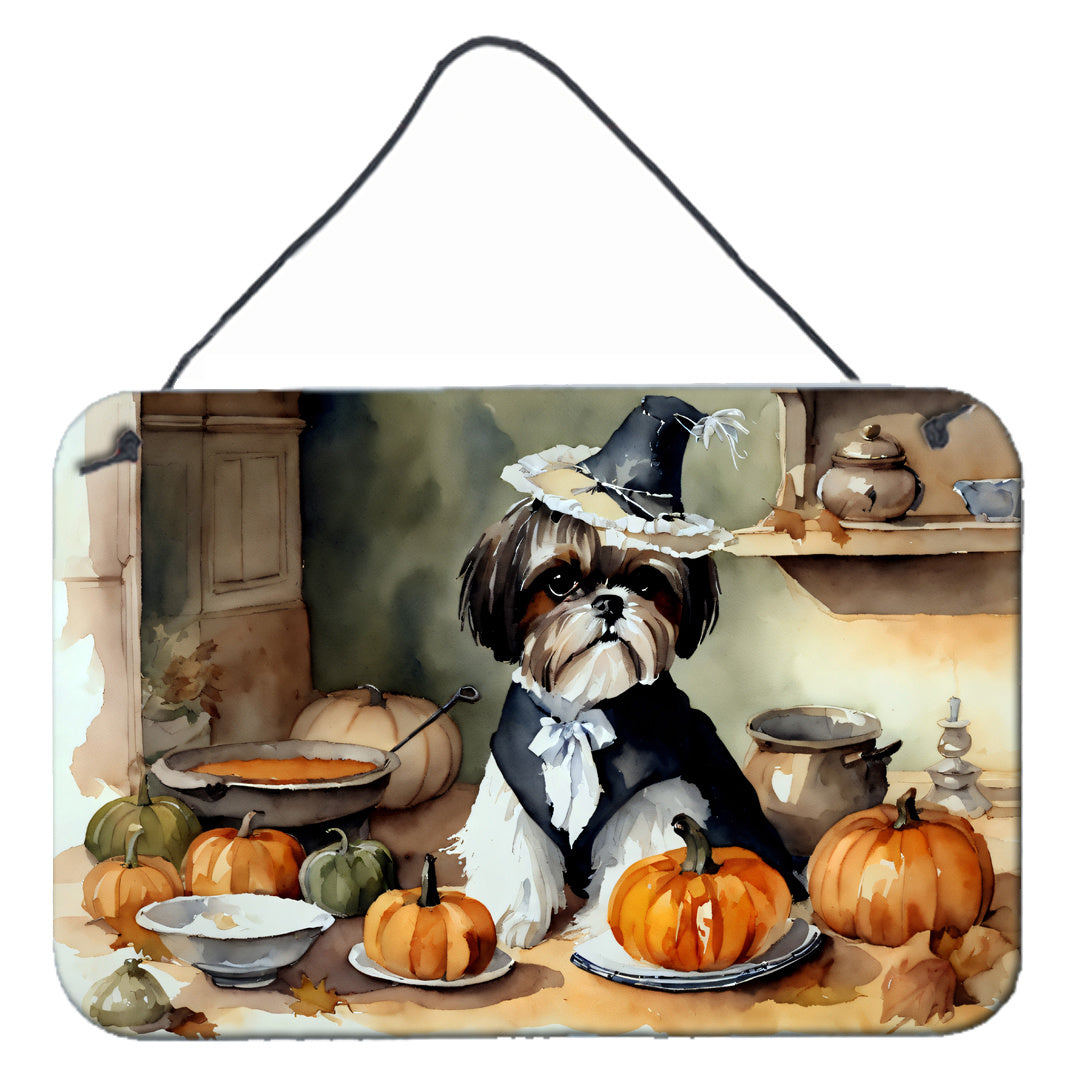 NEW Shih Tzu Fall Kitchen Pumpkins Wall or Door Hanging Prints Aluminum Metal Sign Kitchen Wall Bar Bathroom Plaque Home Decor, 8HX12W, Multicolor