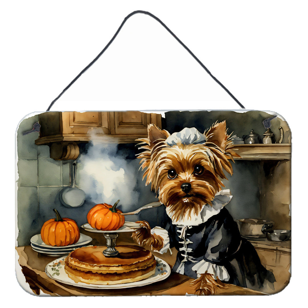 NEW Yorkie Fall Kitchen Pumpkins Wall or Door Hanging Prints Aluminum Metal Sign Kitchen Wall Bar Bathroom Plaque Home Decor, 8HX12W, Multicolor