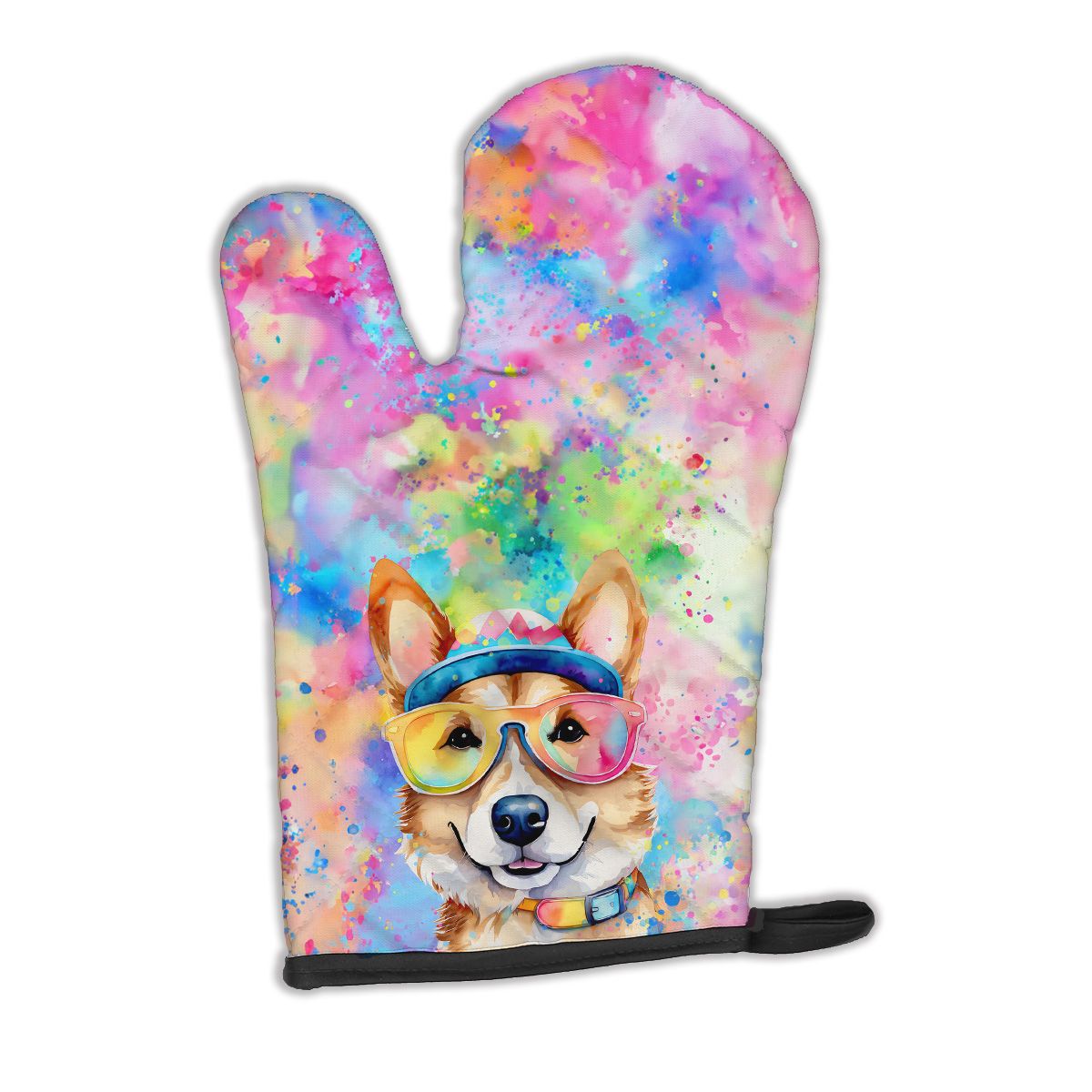 Corgi Hippie Dawg Oven Mitt Heat Resistant Thick Oven Mitt for Hot Pans and Oven, Kitchen Mitt Protect Hands, Cooking Baking Glove