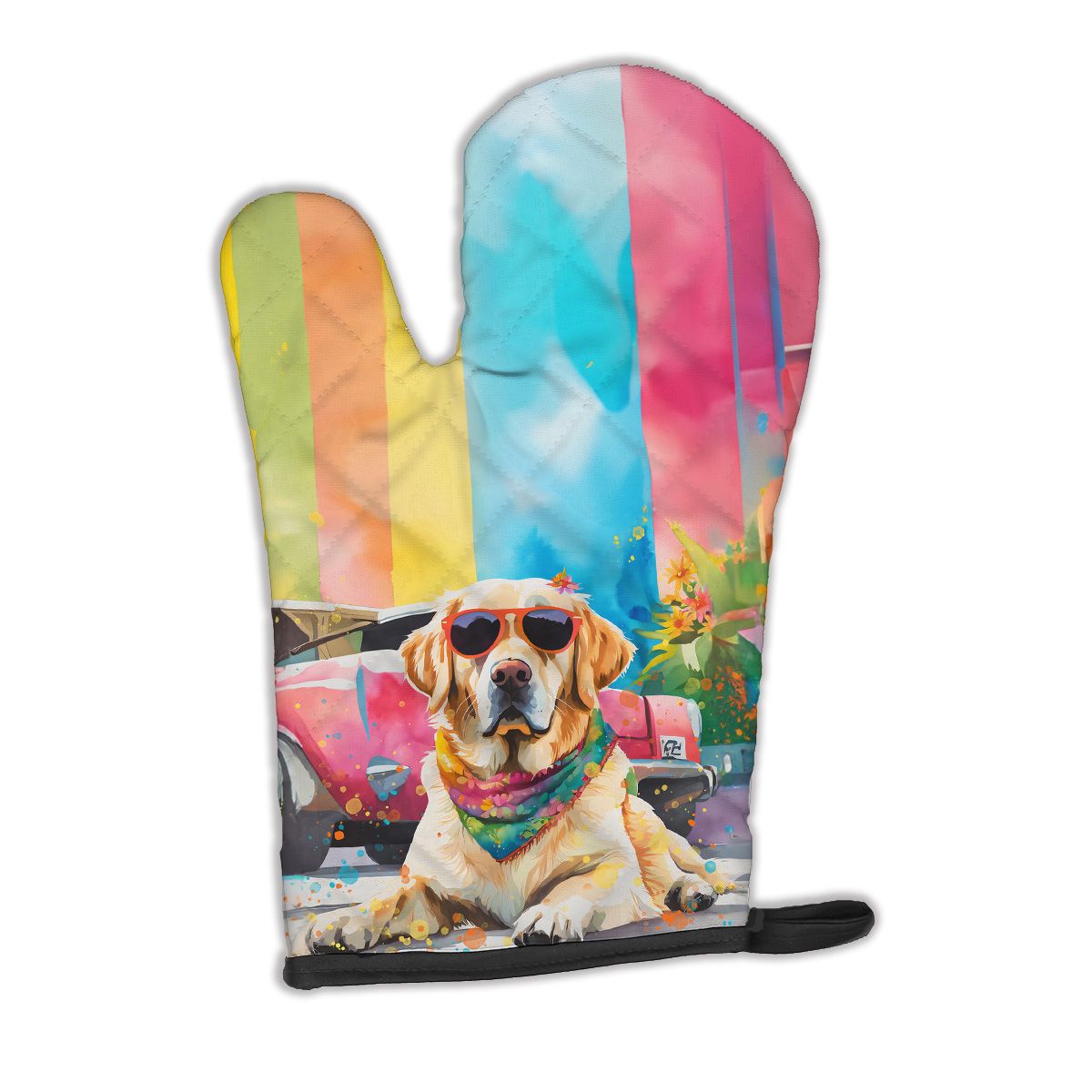 Yellow Labrador Hippie Dawg Oven Mitt Heat Resistant Thick Oven Mitt for Hot Pans and Oven, Kitchen Mitt Protect Hands, Cooking Baking Glove