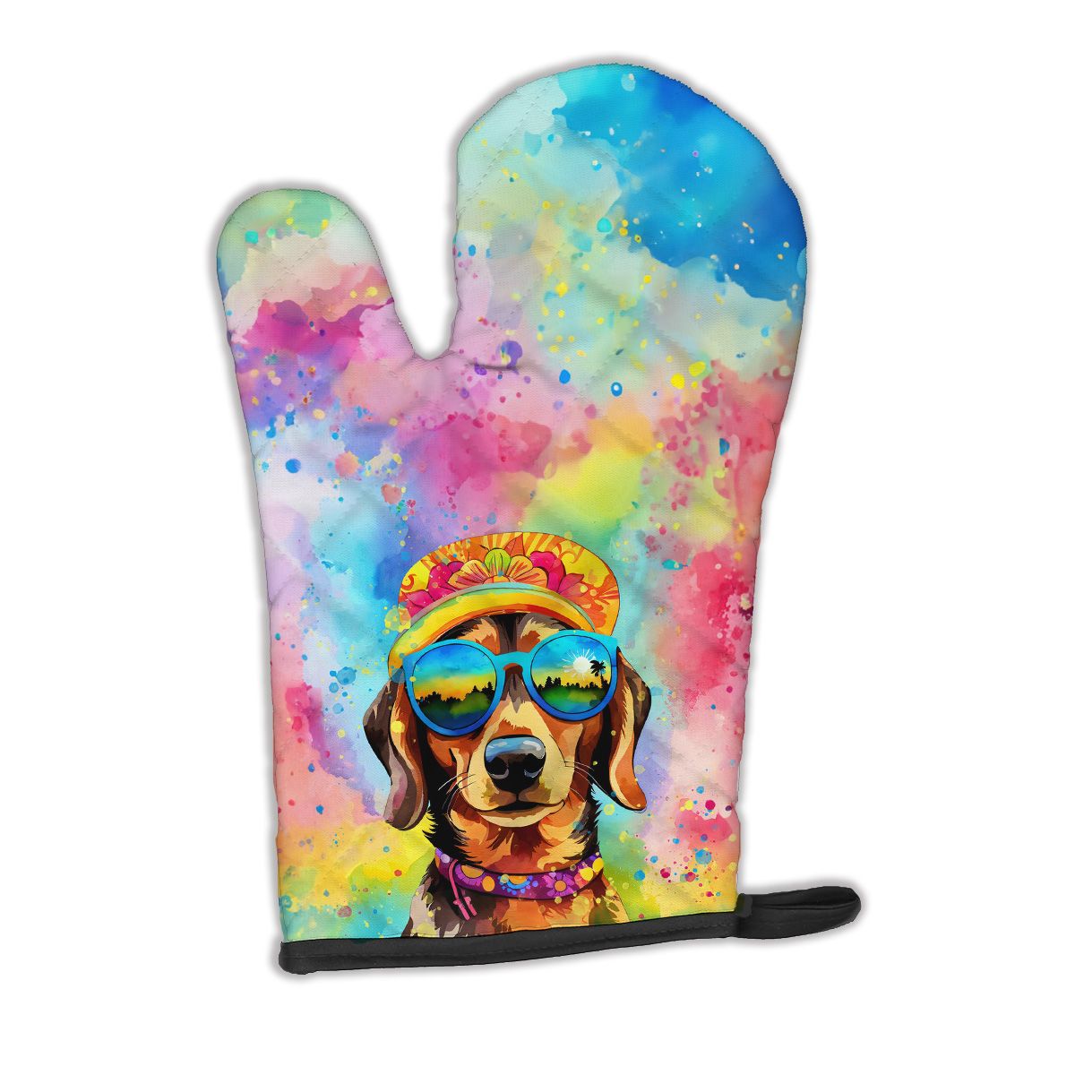 Dachshund Hippie Dawg Oven Mitt Heat Resistant Thick Oven Mitt for Hot Pans and Oven, Kitchen Mitt Protect Hands, Cooking Baking Glove