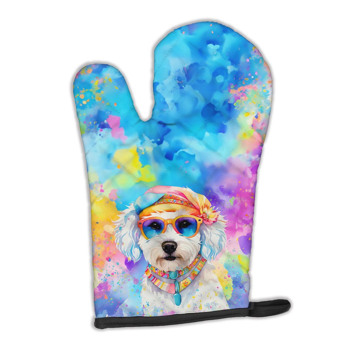 Bichon Frise Hippie Dawg Oven Mitt Heat Resistant Thick Oven Mitt for Hot Pans and Oven, Kitchen Mitt Protect Hands, Cooking Baking Glove