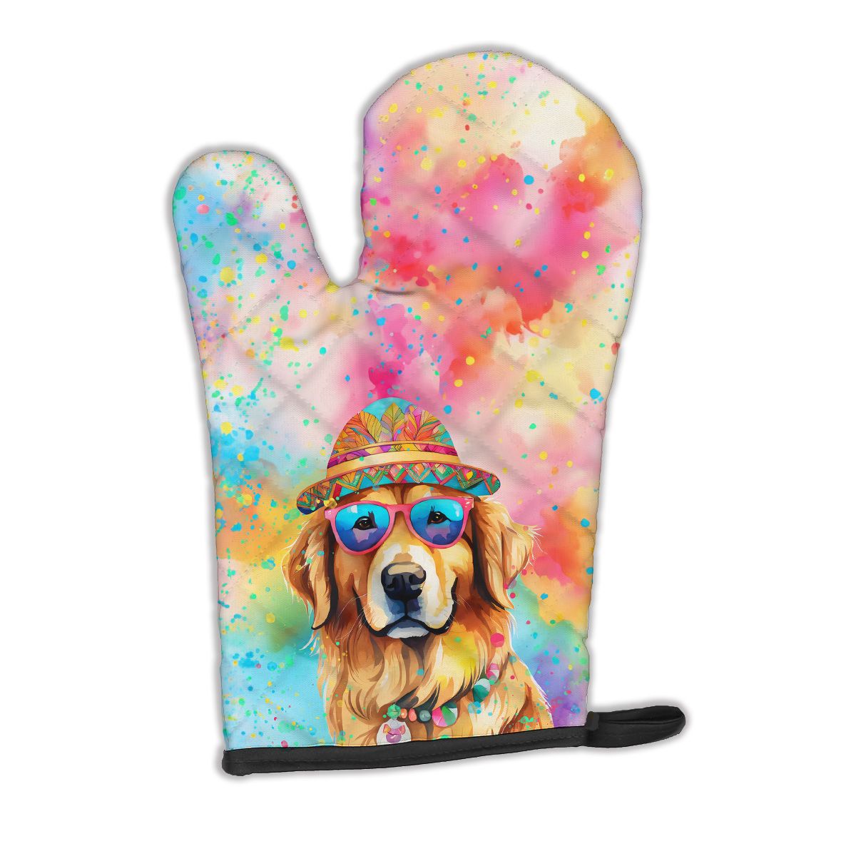 Golden Retriever Hippie Dawg Oven Mitt Heat Resistant Thick Oven Mitt for Hot Pans and Oven, Kitchen Mitt Protect Hands, Cooking Baking Glove