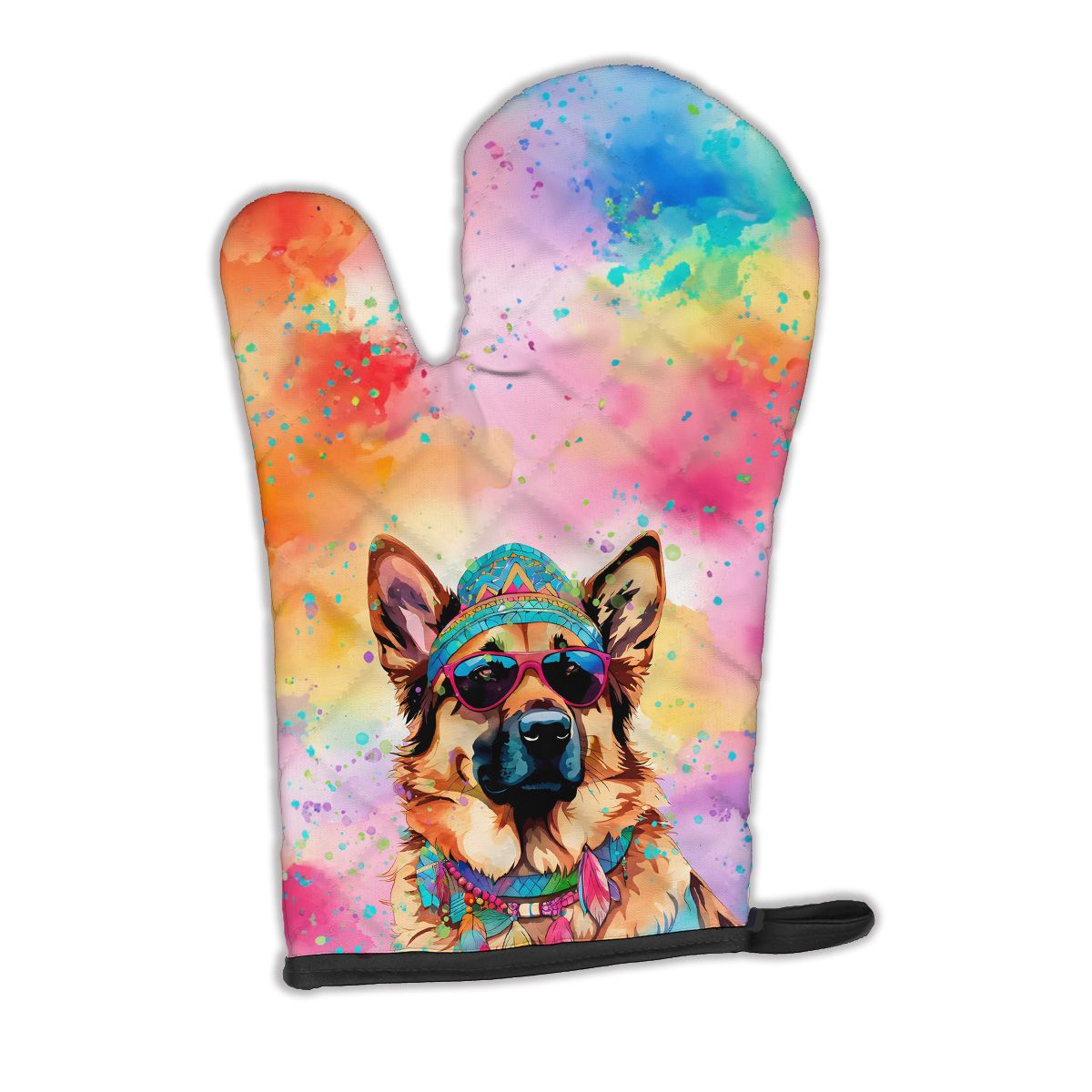 German Shepherd Hippie Dawg Oven Mitt Heat Resistant Thick Oven Mitt for Hot Pans and Oven, Kitchen Mitt Protect Hands, Cooking Baking Glove