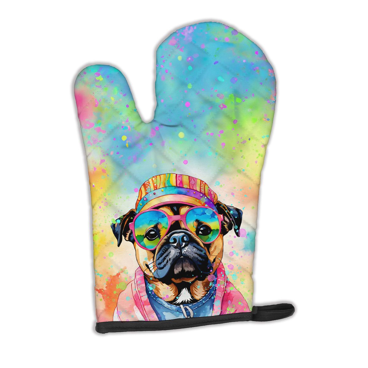 Pug Hippie Dawg Oven Mitt Heat Resistant Thick Oven Mitt for Hot Pans and Oven, Kitchen Mitt Protect Hands, Cooking Baking Glove