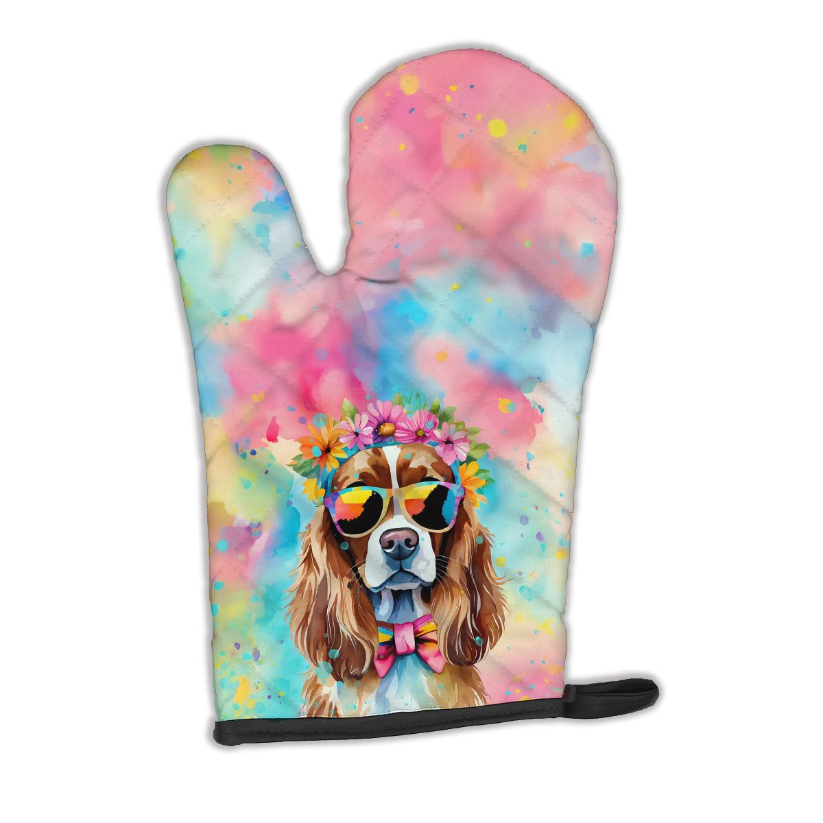 Cavalier Spaniel Hippie Dawg Oven Mitt Heat Resistant Thick Oven Mitt for Hot Pans and Oven, Kitchen Mitt Protect Hands, Cooking Baking Glove