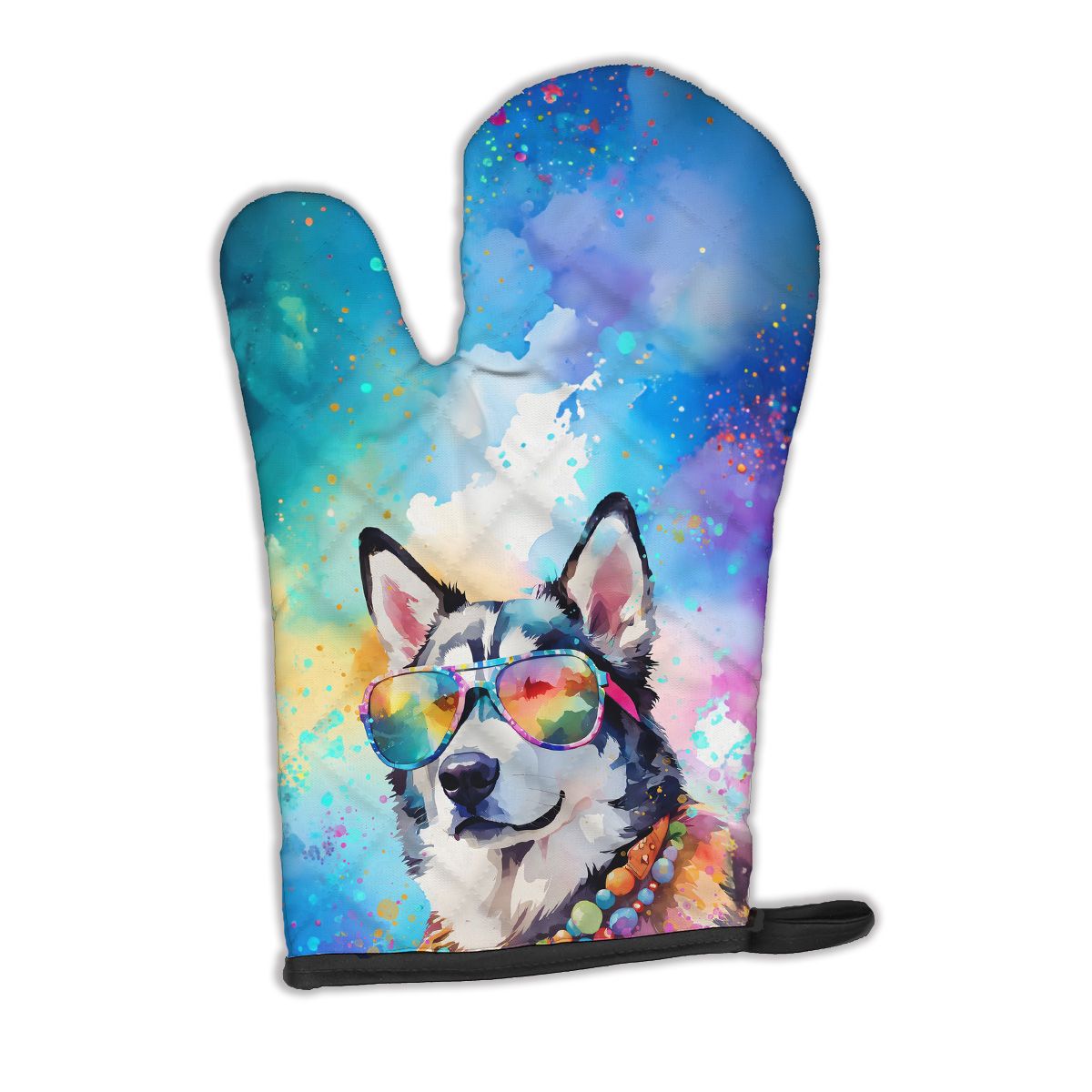 Siberian Husky Hippie Dawg Oven Mitt Heat Resistant Thick Oven Mitt for Hot Pans and Oven, Kitchen Mitt Protect Hands, Cooking Baking Glove