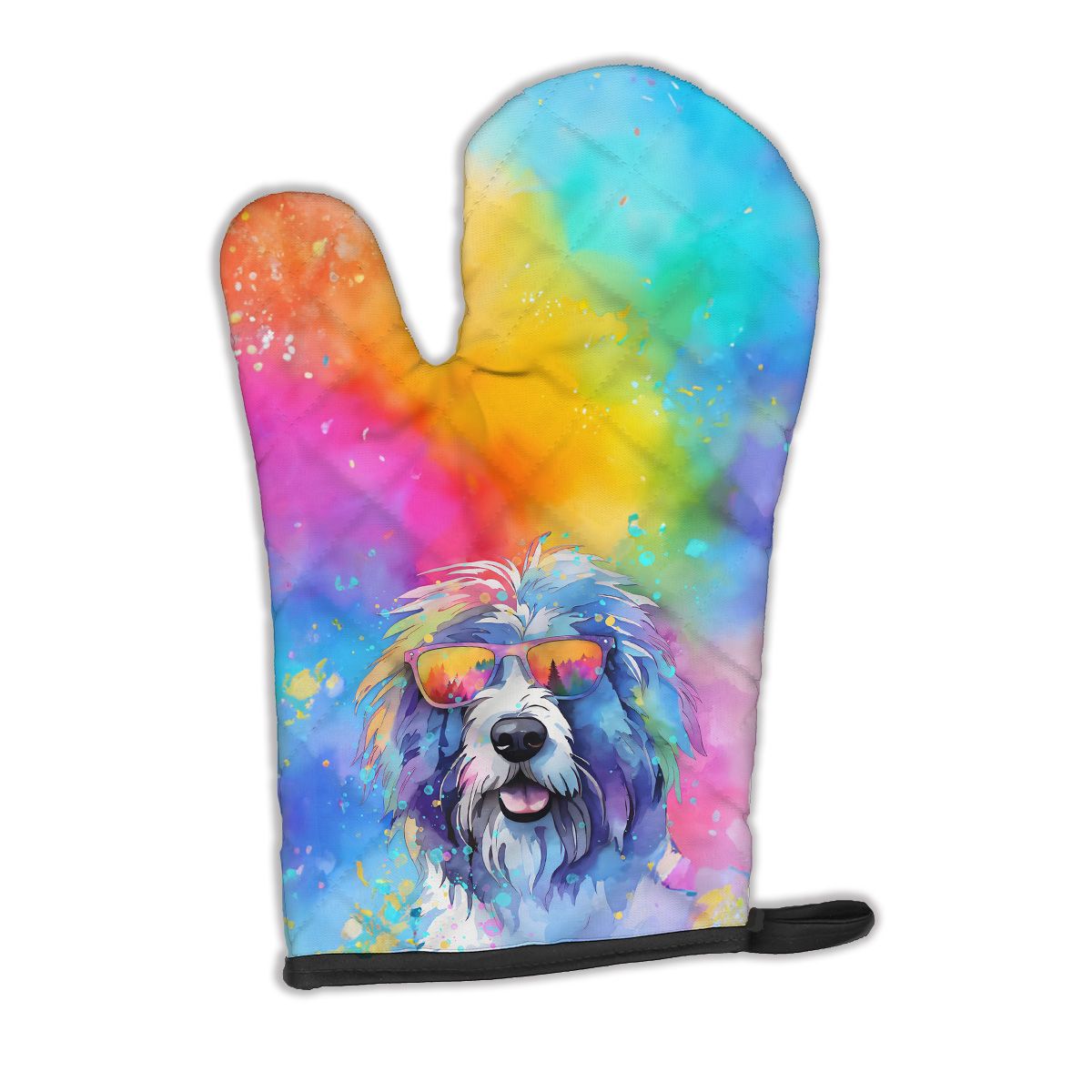 Old English Sheepdog Hippie Dawg Oven Mitt Heat Resistant Thick Oven Mitt for Hot Pans and Oven, Kitchen Mitt Protect Hands, Cooking Baking Glove