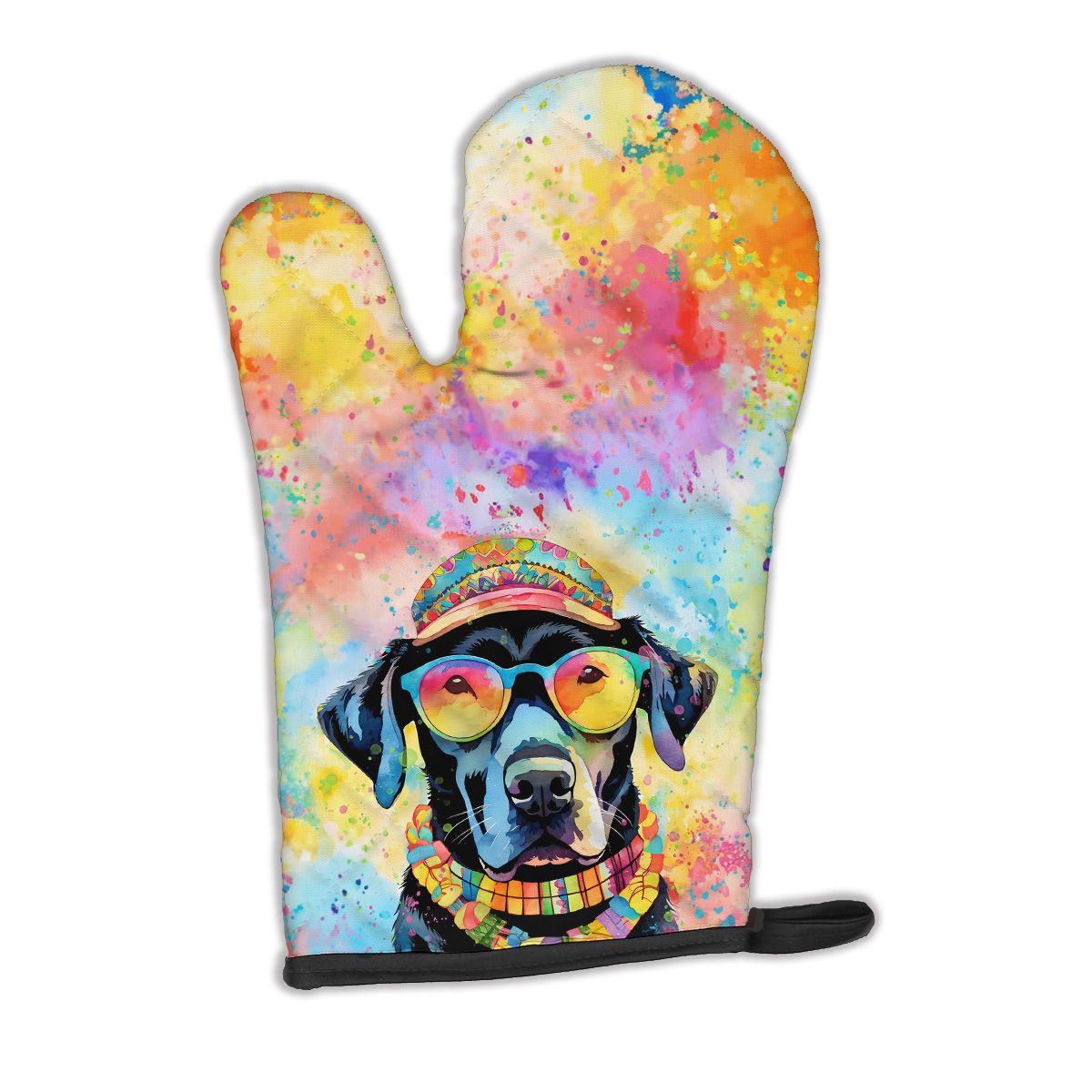 Black Labrador Hippie Dawg Oven Mitt Heat Resistant Thick Oven Mitt for Hot Pans and Oven, Kitchen Mitt Protect Hands, Cooking Baking Glove