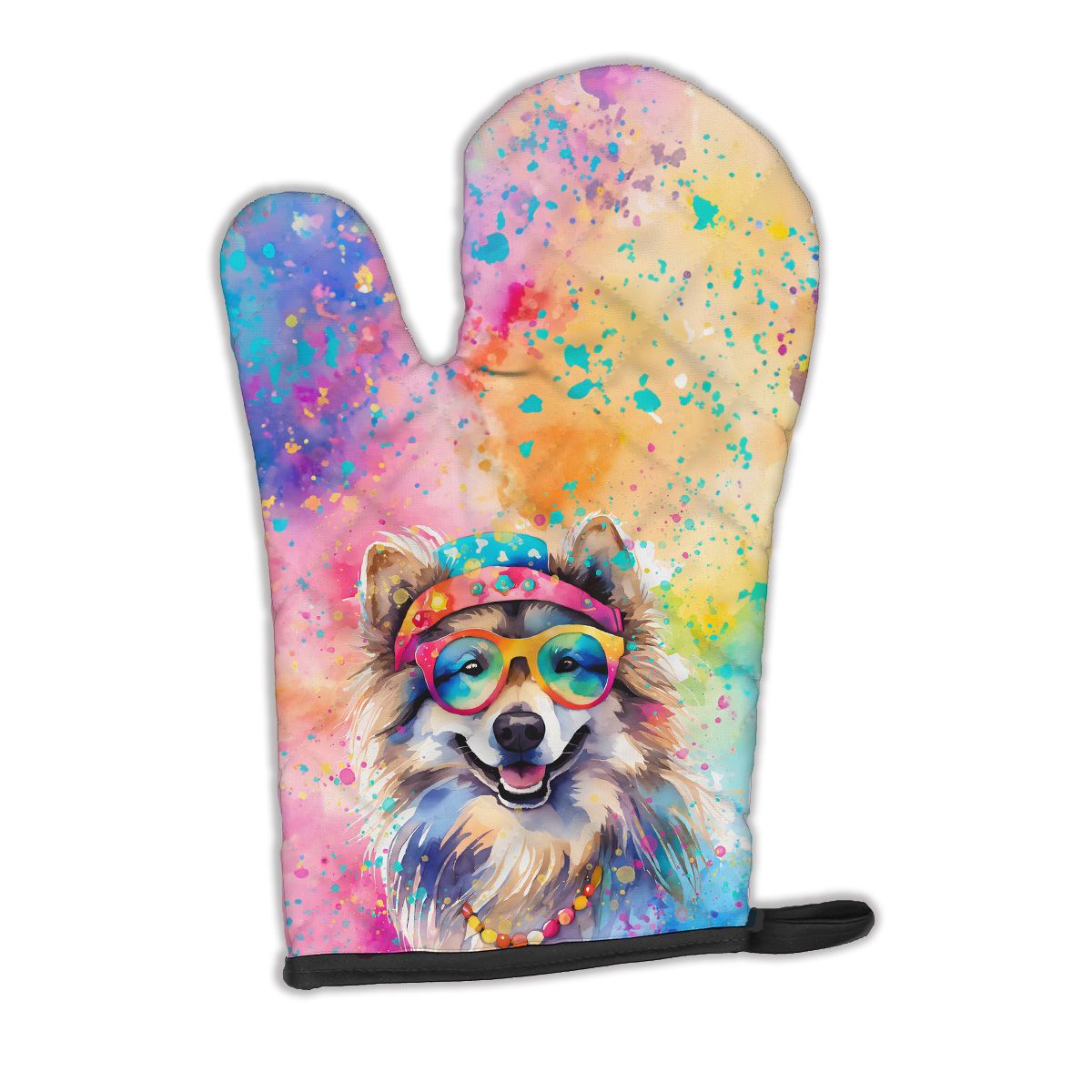 Keeshond Hippie Dawg Oven Mitt Heat Resistant Thick Oven Mitt for Hot Pans and Oven, Kitchen Mitt Protect Hands, Cooking Baking Glove