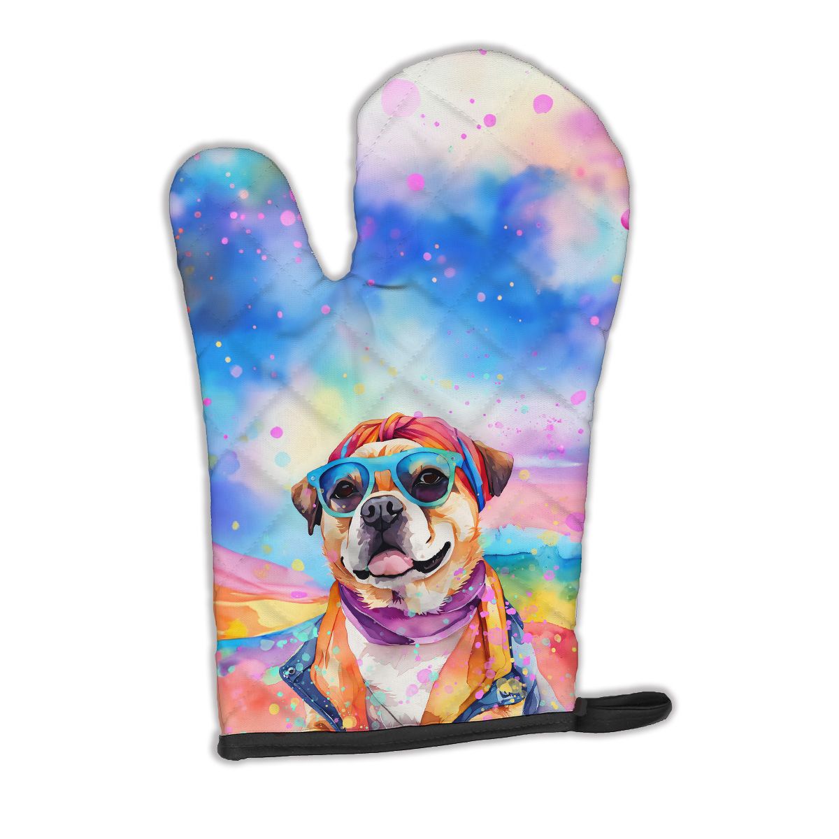 Pug Hippie Dawg Oven Mitt Heat Resistant Thick Oven Mitt for Hot Pans and Oven, Kitchen Mitt Protect Hands, Cooking Baking Glove