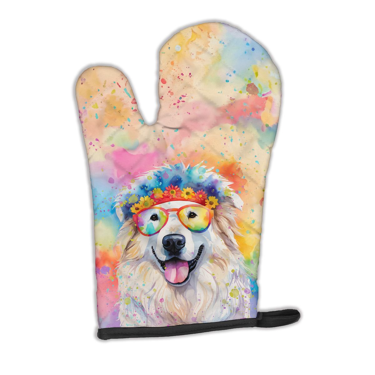 Great Pyrenees Hippie Dawg Oven Mitt Heat Resistant Thick Oven Mitt for Hot Pans and Oven, Kitchen Mitt Protect Hands, Cooking Baking Glove