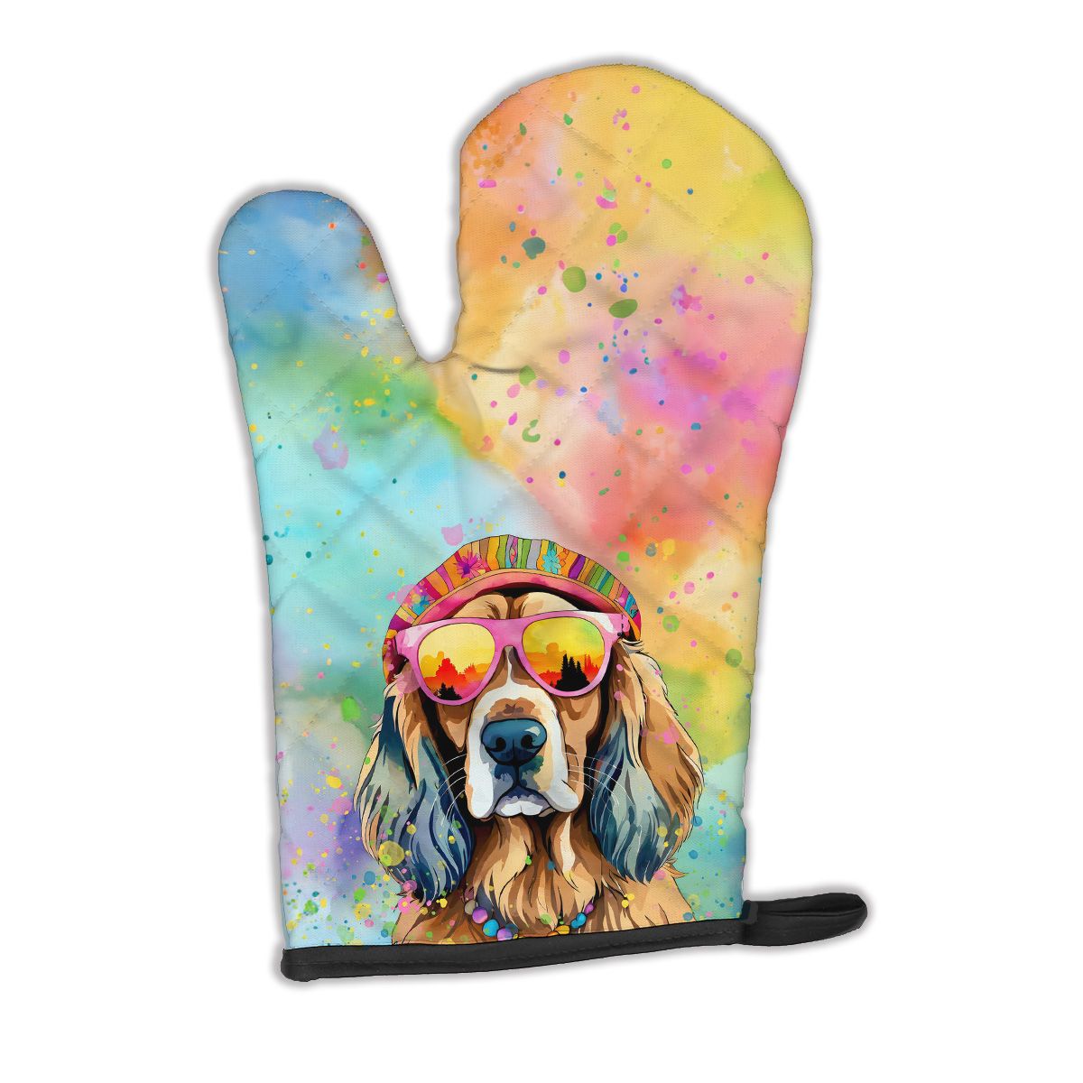 Cocker Spaniel Hippie Dawg Oven Mitt Heat Resistant Thick Oven Mitt for Hot Pans and Oven, Kitchen Mitt Protect Hands, Cooking Baking Glove