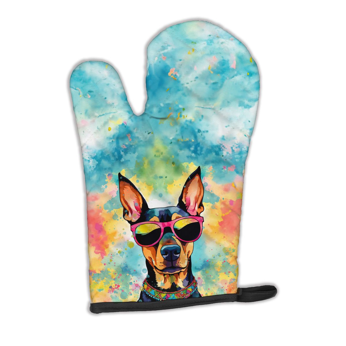 Doberman Pinscher Hippie Dawg Oven Mitt Heat Resistant Thick Oven Mitt for Hot Pans and Oven, Kitchen Mitt Protect Hands, Cooking Baking Glove