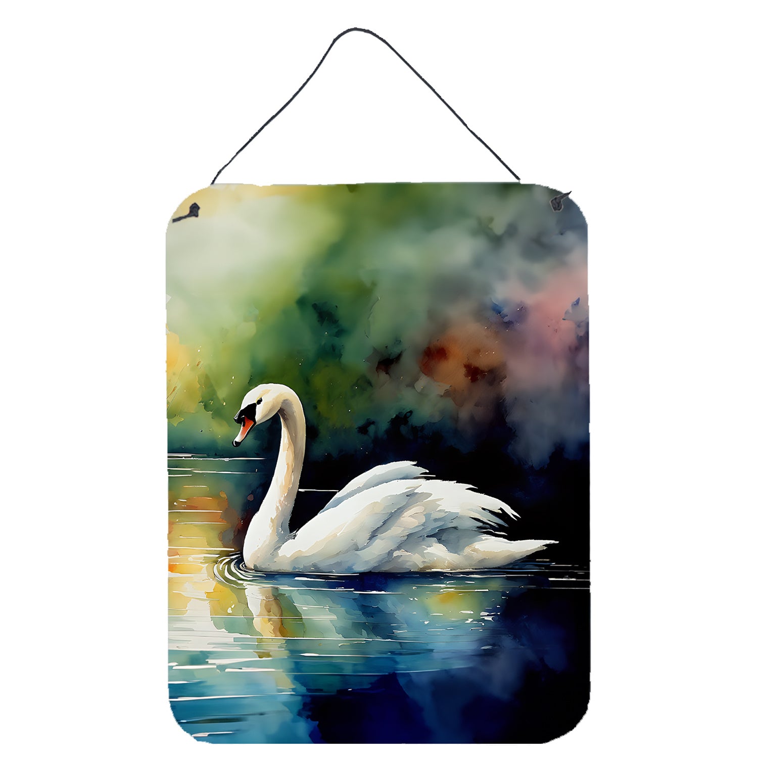 NEW Swan Wall or Door Hanging Prints Aluminum Metal Sign Kitchen Wall Bar Bathroom Plaque Home Decor Front Door Plaque, 12x16, Multicolor