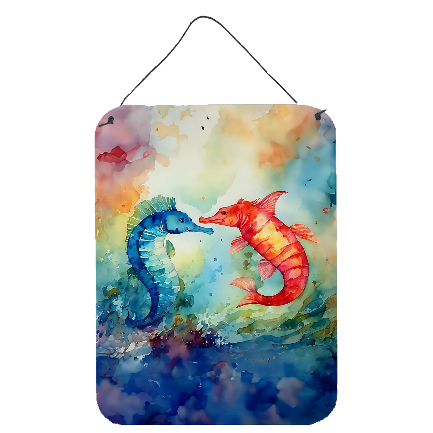 NEW Seahorses Wall or Door Hanging Prints Aluminum Metal Sign Kitchen Wall Bar Bathroom Plaque Home Decor Front Door Plaque, 12x16, Multicolor