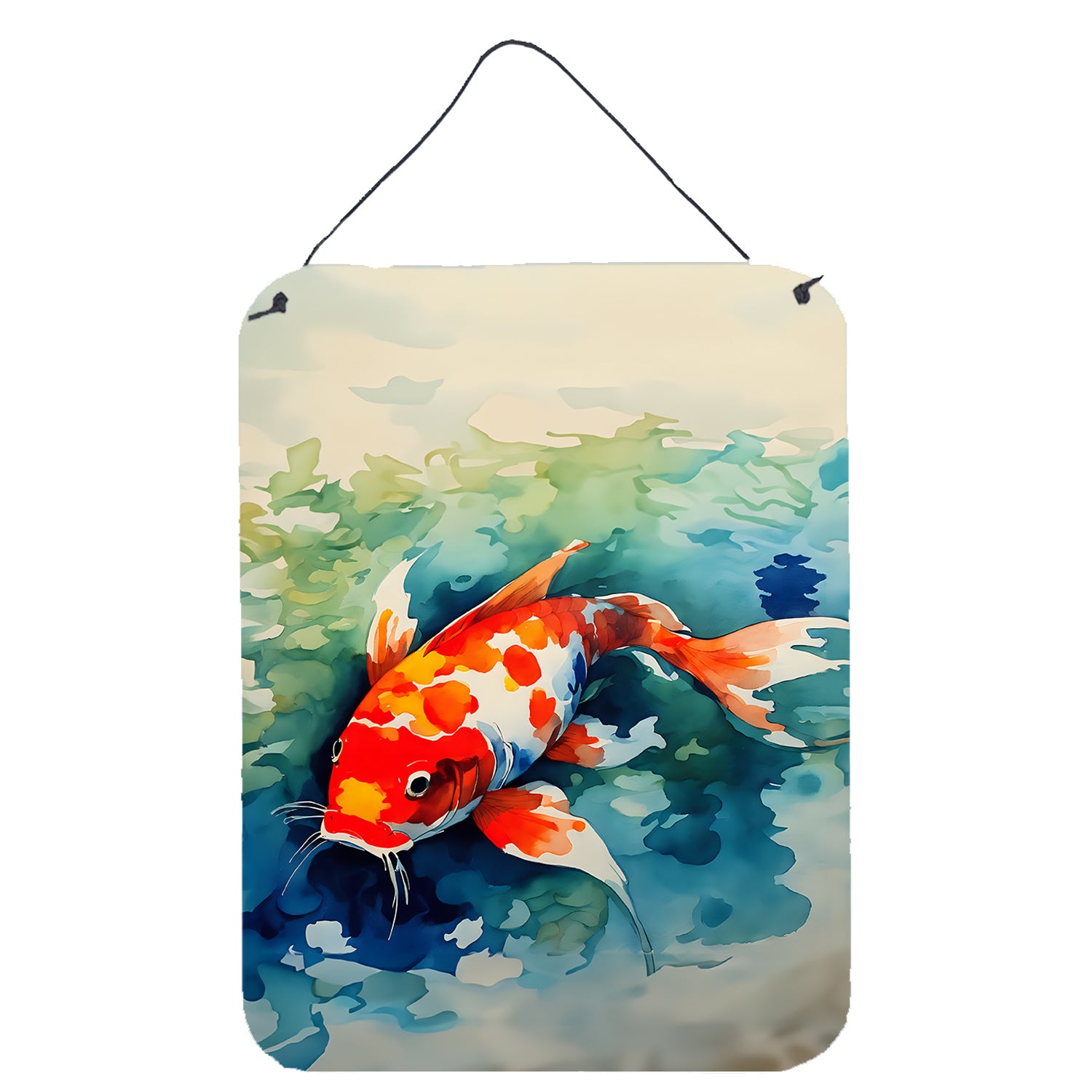 NEW Koi Fish Wall or Door Hanging Prints Aluminum Metal Sign Kitchen Wall Bar Bathroom Plaque Home Decor Front Door Plaque, 12x16, Multicolor