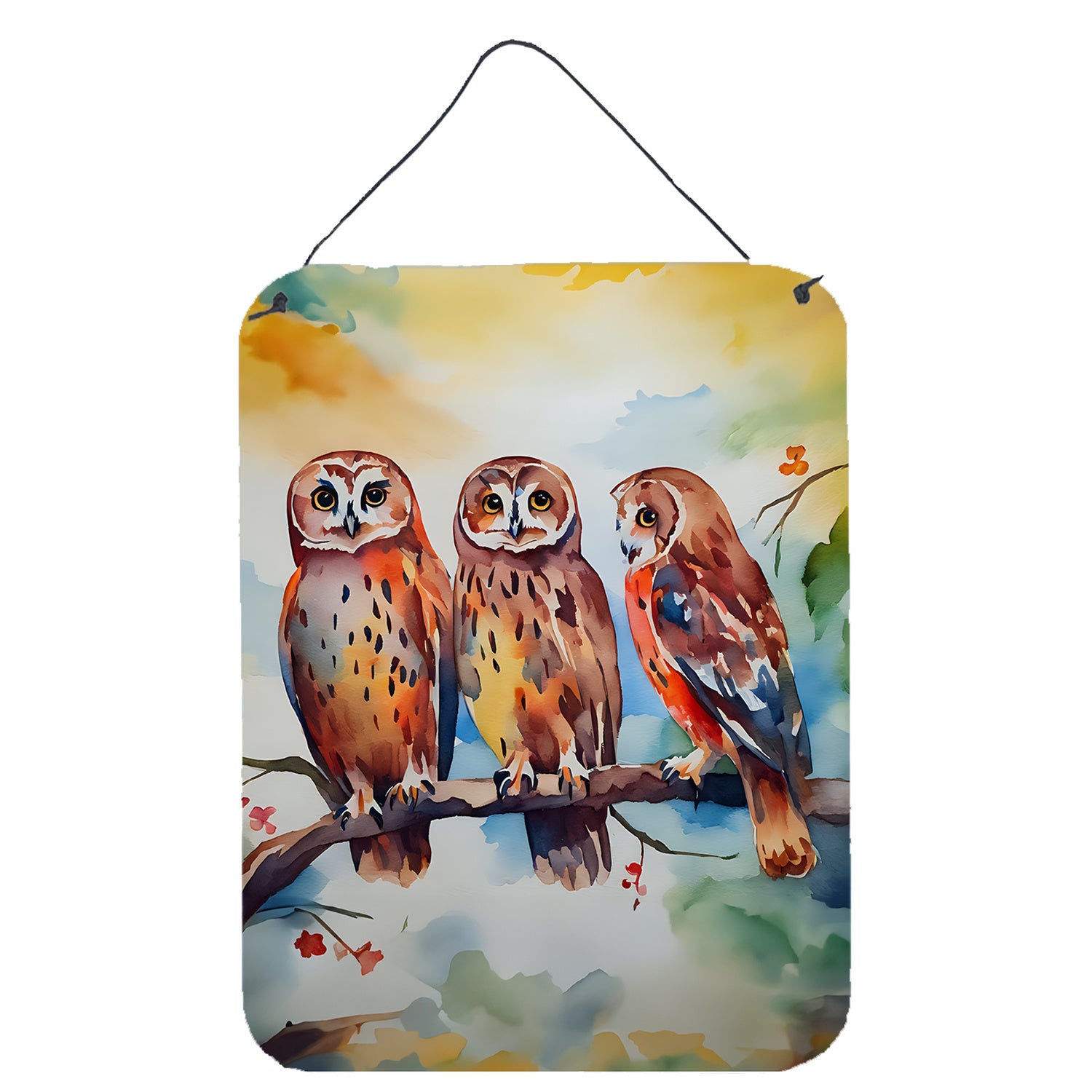 NEW Owls Wall or Door Hanging Prints Aluminum Metal Sign Kitchen Wall Bar Bathroom Plaque Home Decor Front Door Plaque, 12x16, Multicolor