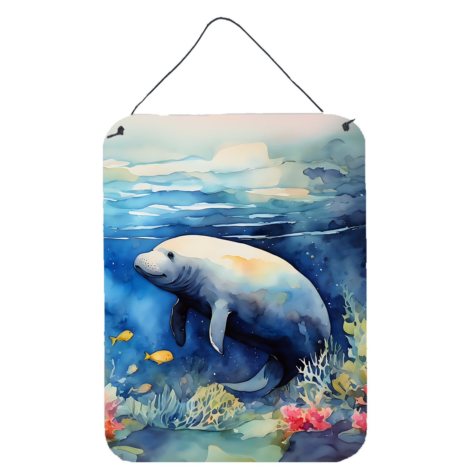 NEW Manatee Wall or Door Hanging Prints Aluminum Metal Sign Kitchen Wall Bar Bathroom Plaque Home Decor Front Door Plaque, 12x16, Multicolor