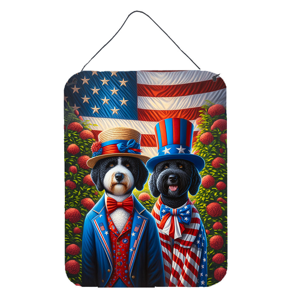 NEW All American Portuguese Water Dog Wall or Door Hanging Prints Aluminum Metal Sign Kitchen Wall Bar Bathroom Plaque Home Decor Front Door Plaque, 12x16, Multicolor