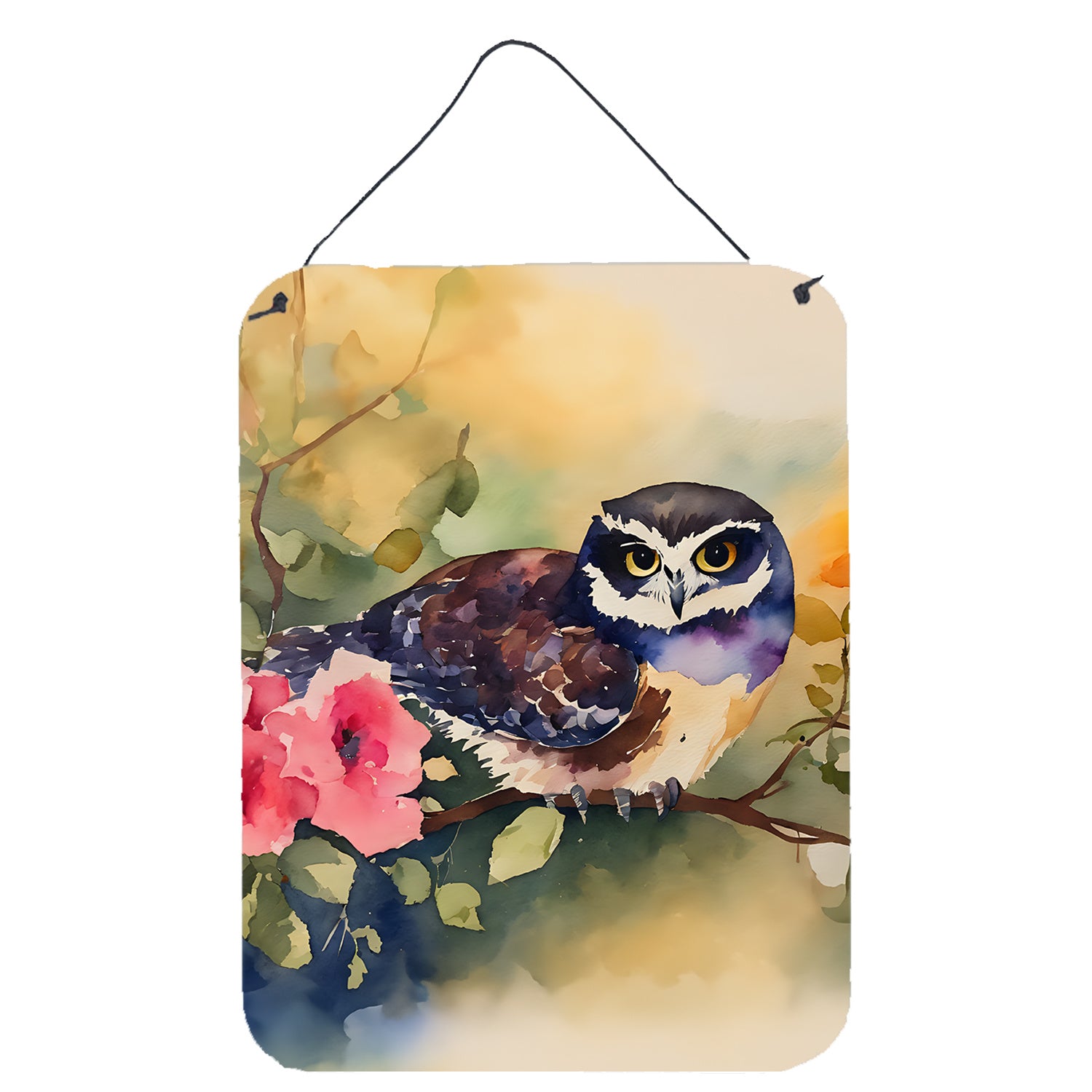 NEW Spectacled Owl Wall or Door Hanging Prints Aluminum Metal Sign Kitchen Wall Bar Bathroom Plaque Home Decor Front Door Plaque, 12x16, Multicolor