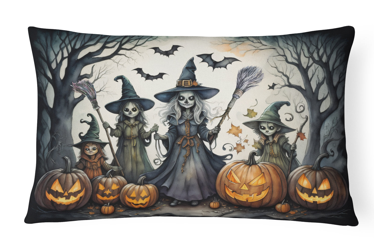 More Spooky Halloween Throw Pillow Throw Pillow for Indoor Couch Bed Outdoor Patio Washable, Witches 2285,12Hx16W