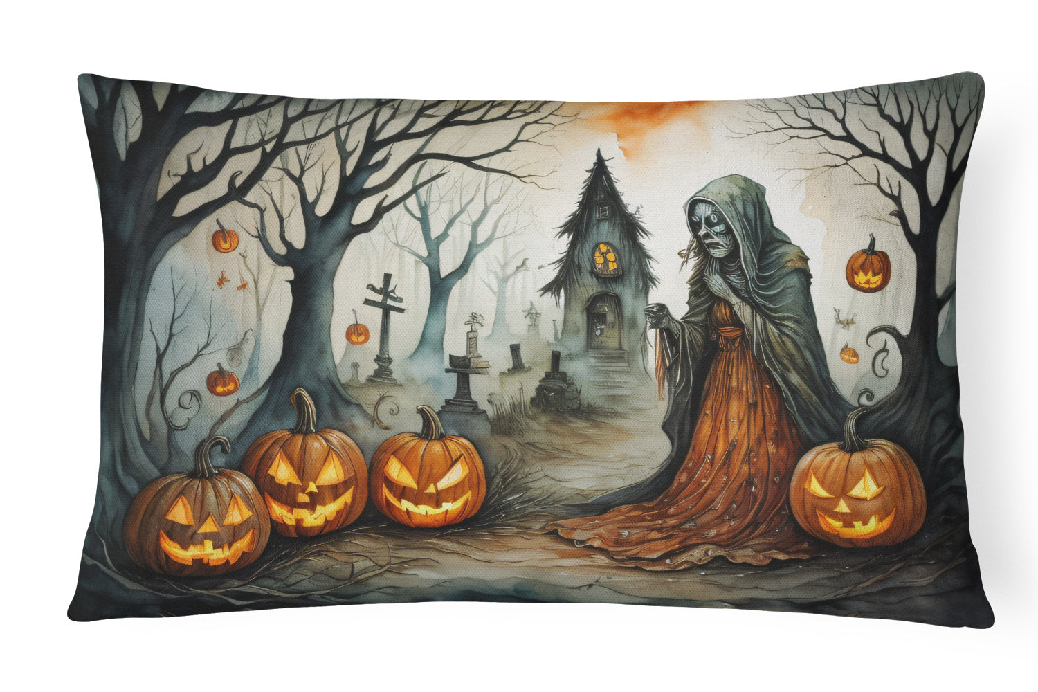 More Spooky Halloween Throw Pillow Throw Pillow for Indoor Couch Bed Outdoor Patio Washable, The Weeping Woman 2277,12Hx16W