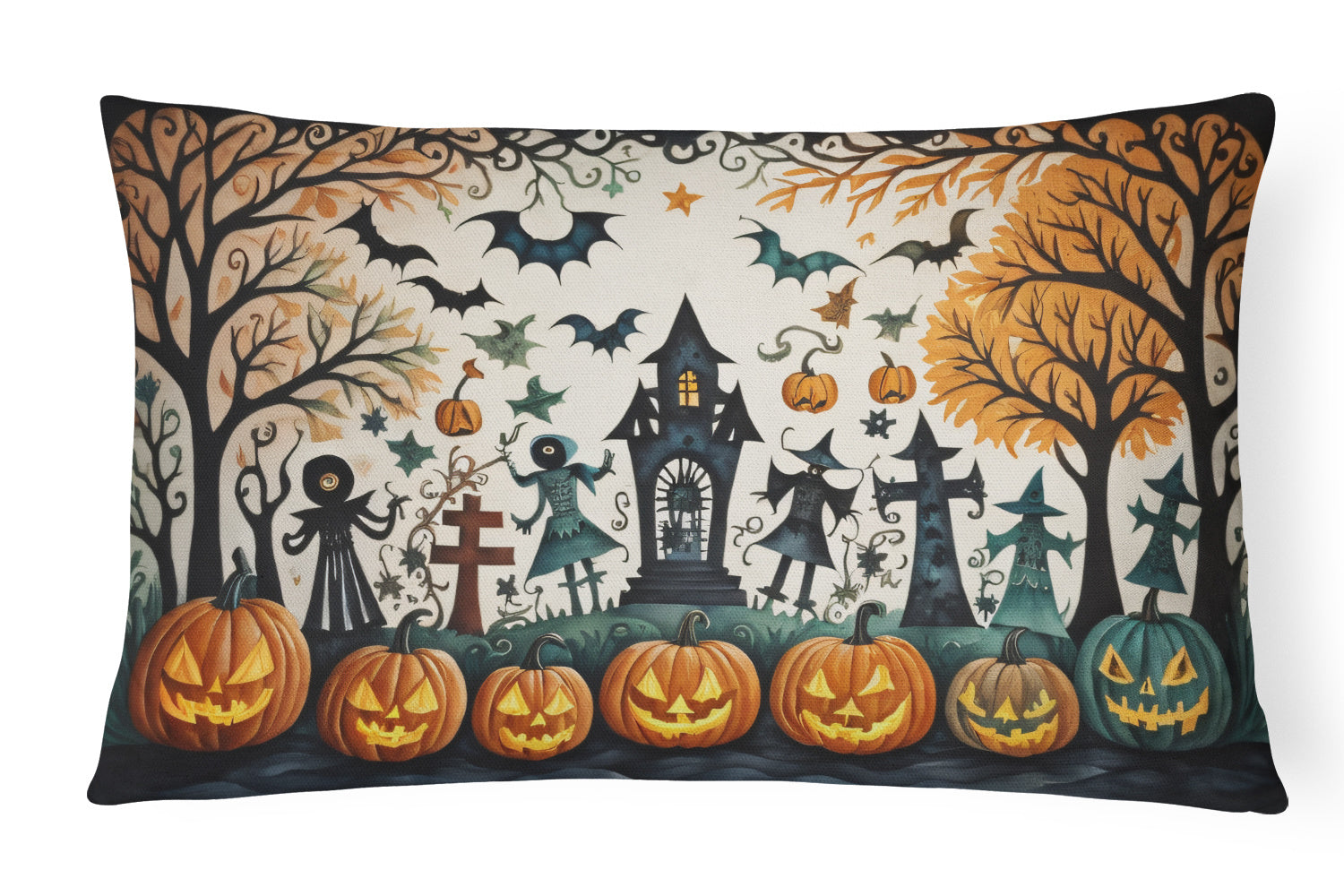 More Spooky Halloween Throw Pillow Throw Pillow for Indoor Couch Bed Outdoor Patio Washable, Papel Picado 2265,12Hx16W