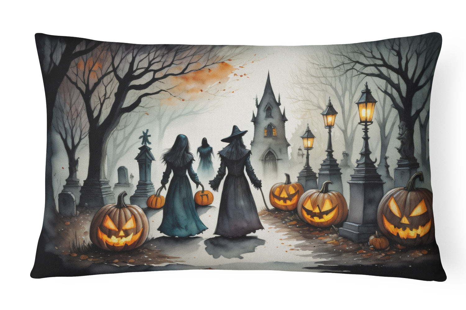 More Spooky Halloween Throw Pillow Throw Pillow for Indoor Couch Bed Outdoor Patio Washable, Vampires 2244,12Hx16W