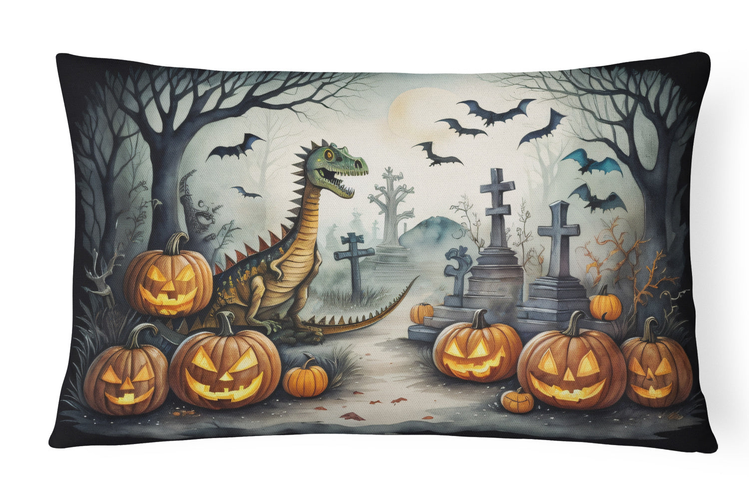 More Spooky Halloween Throw Pillow Throw Pillow for Indoor Couch Bed Outdoor Patio Washable, Dinosaurs 2239,12Hx16W