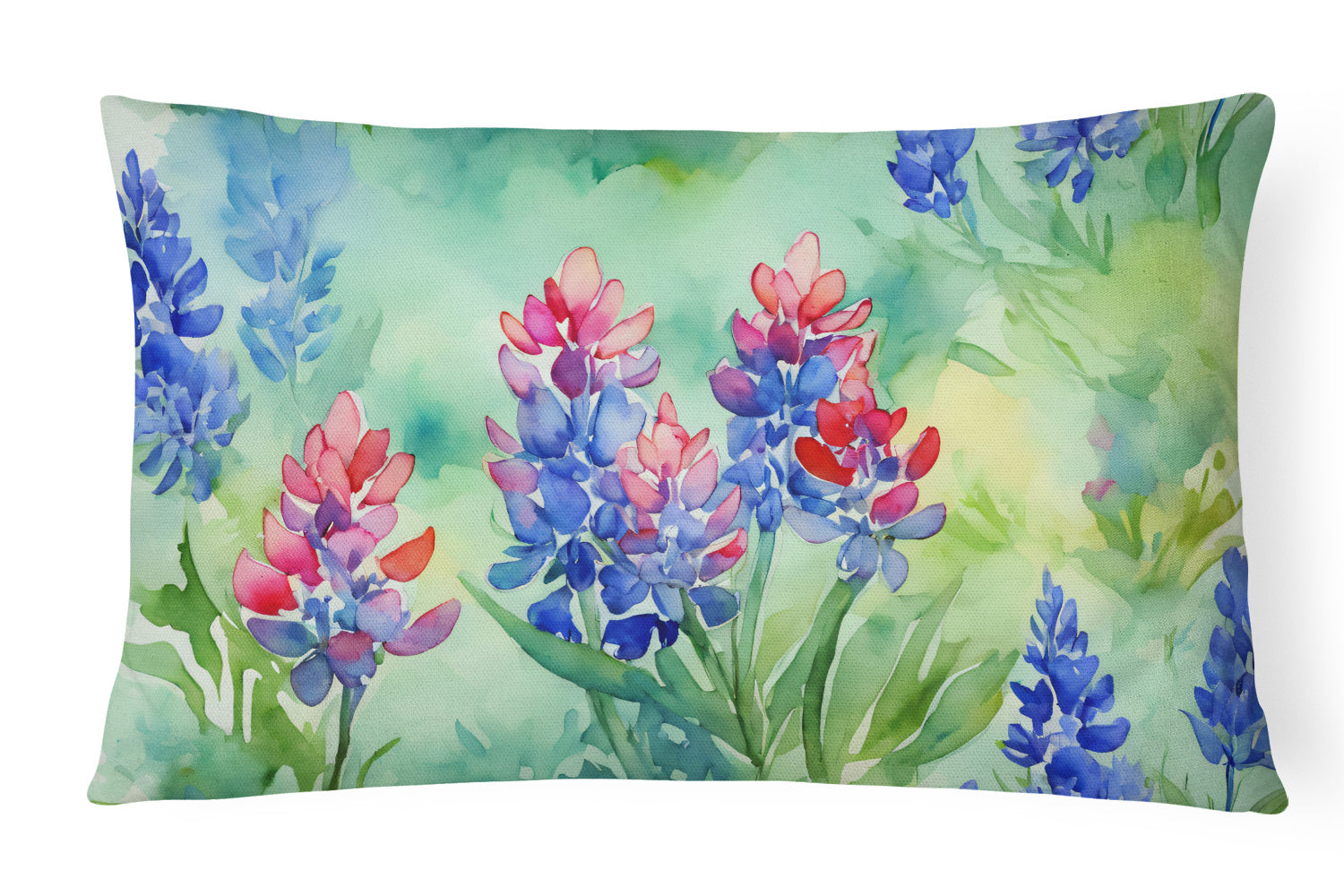 State Watercolor Flowers Throw Pillow Throw Pillow for Indoor Couch Bed Outdoor Patio Washable, Texas Bluebonnets 1709,12Hx16W