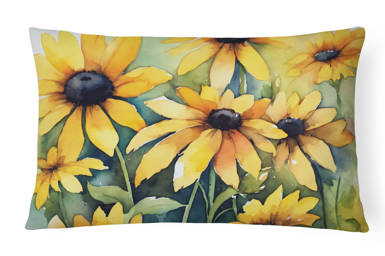 State Watercolor Flowers Throw Pillow Throw Pillow for Indoor Couch Bed Outdoor Patio Washable, Maryland Black-Eyed Susans 1666,12Hx16W