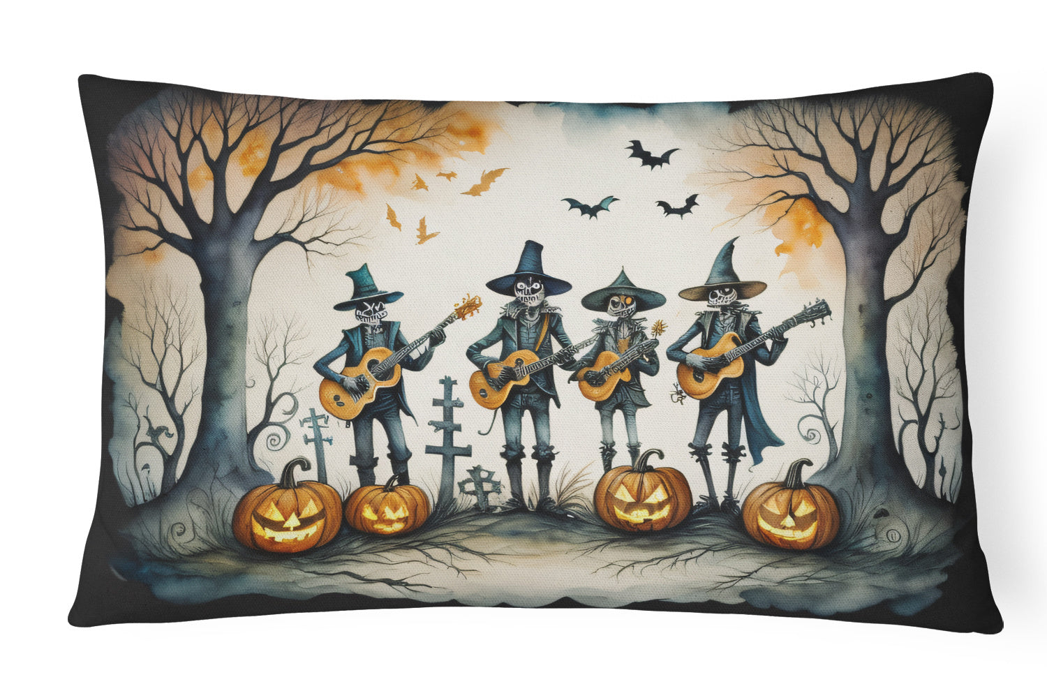 More Spooky Halloween Throw Pillow Throw Pillow for Indoor Couch Bed Outdoor Patio Washable, Mariachi Band 2261,12Hx16W