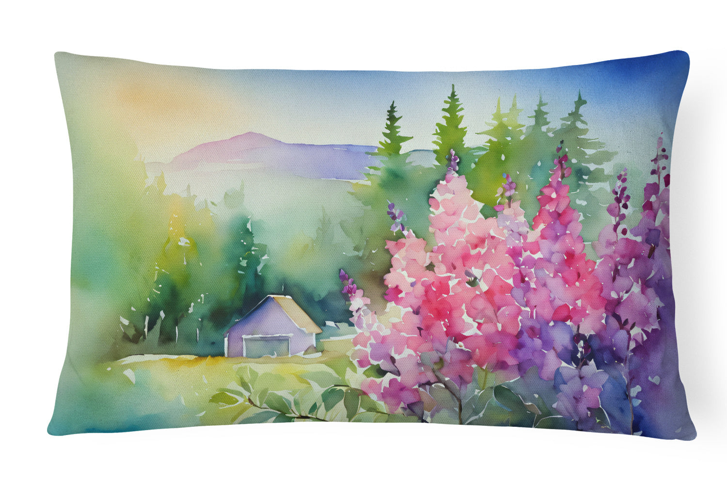 State Watercolor Flowers Throw Pillow Throw Pillow for Indoor Couch Bed Outdoor Patio Washable, Idaho Syringa 1646,12Hx16W