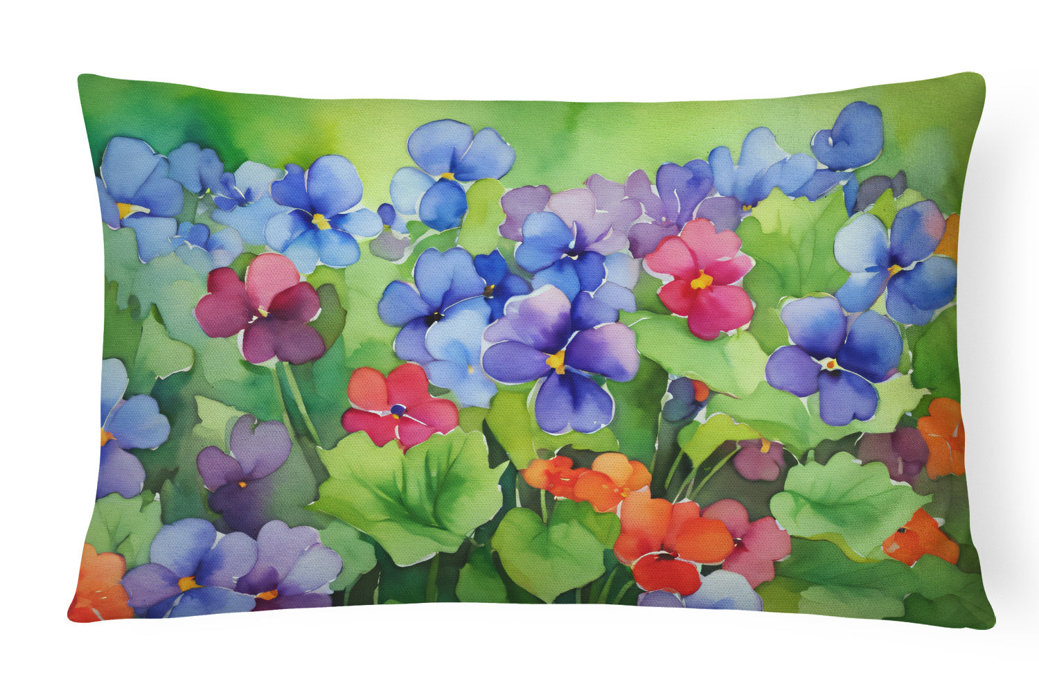 State Watercolor Flowers Throw Pillow Throw Pillow for Indoor Couch Bed Outdoor Patio Washable, Illinois Violet 1648,12Hx16W