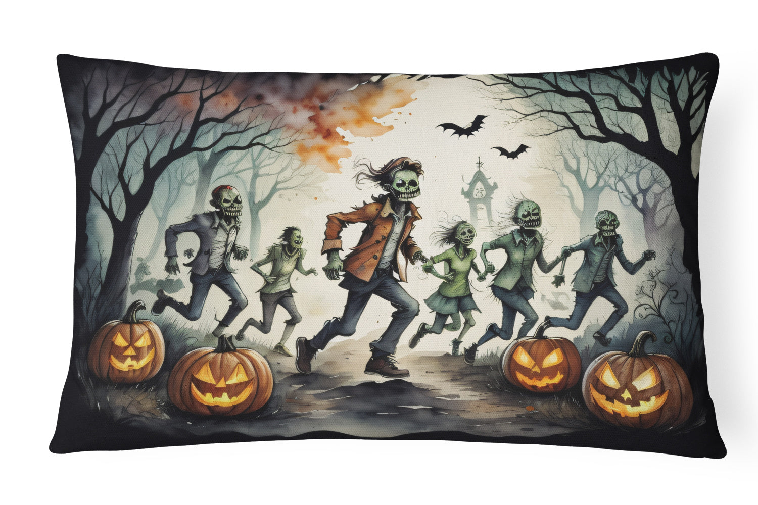 More Spooky Halloween Throw Pillow Throw Pillow for Indoor Couch Bed Outdoor Patio Washable, Zombies 2287,12Hx16W