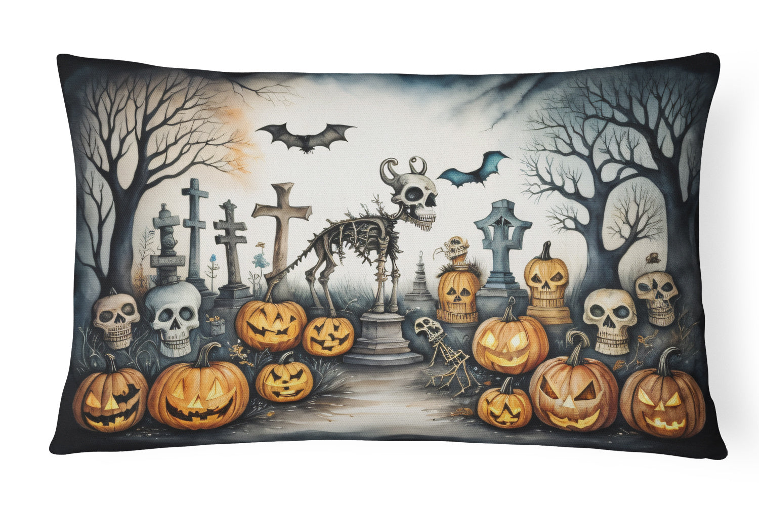 More Spooky Halloween Throw Pillow Throw Pillow for Indoor Couch Bed Outdoor Patio Washable, Pet Cemetery 2269,12Hx16W