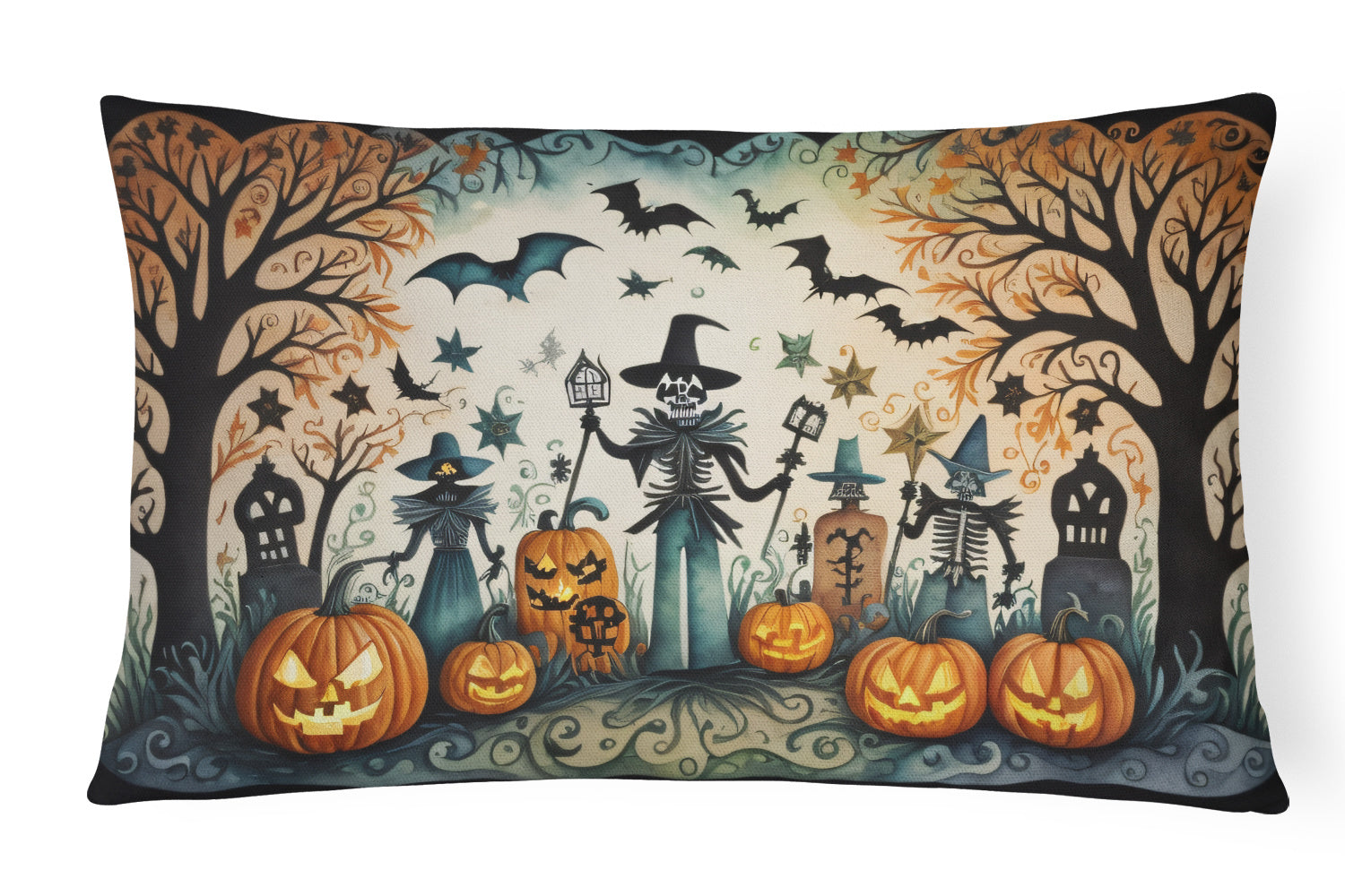 More Spooky Halloween Throw Pillow Throw Pillow for Indoor Couch Bed Outdoor Patio Washable, Papel Picado 2266,12Hx16W