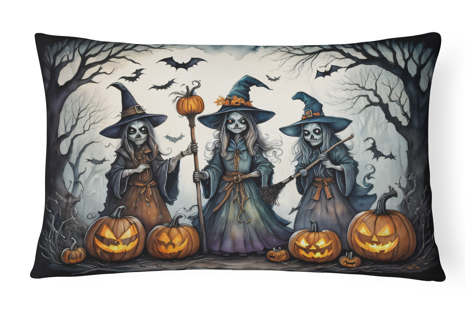 More Spooky Halloween Throw Pillow Throw Pillow for Indoor Couch Bed Outdoor Patio Washable, Witches 2291,12Hx16W