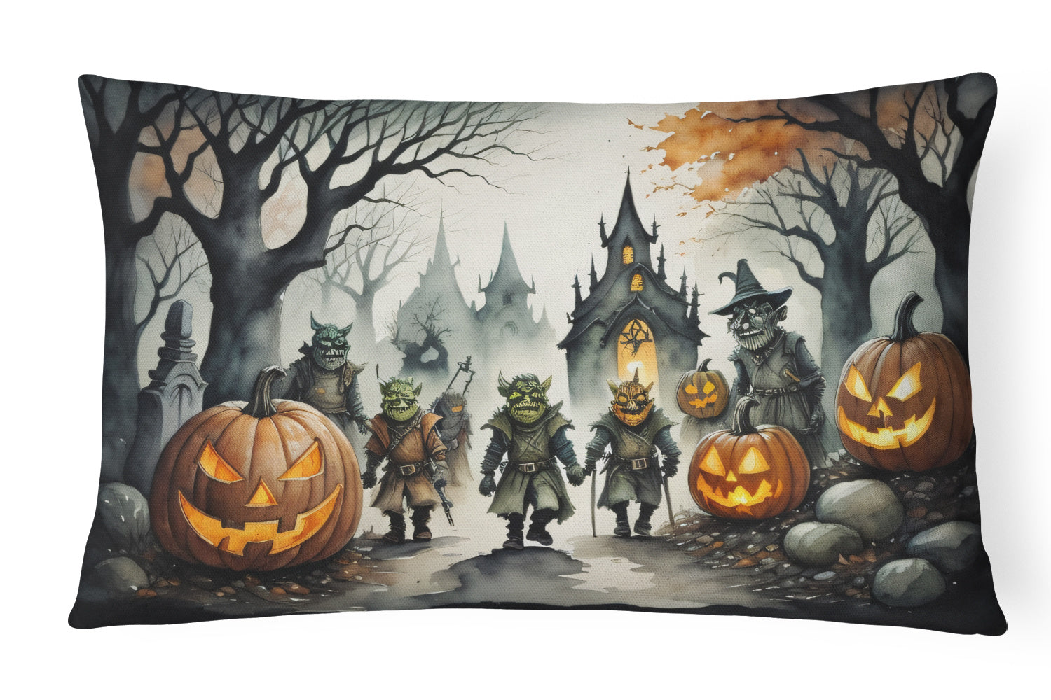 More Spooky Halloween Throw Pillow Throw Pillow for Indoor Couch Bed Outdoor Patio Washable, Orcs 2262,12Hx16W