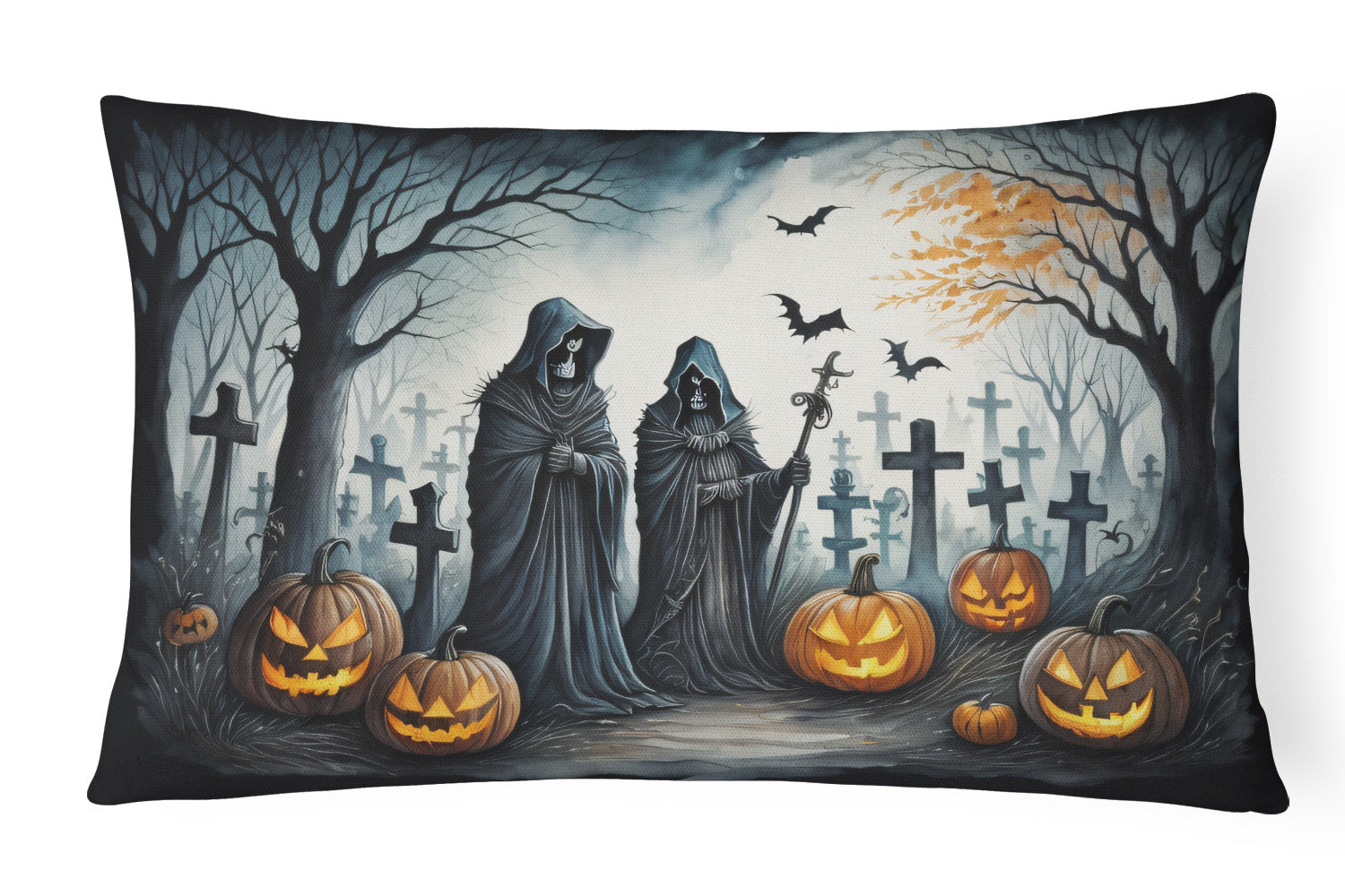 More Spooky Halloween Throw Pillow Throw Pillow for Indoor Couch Bed Outdoor Patio Washable, The Grim Reaper 2276,12Hx16W