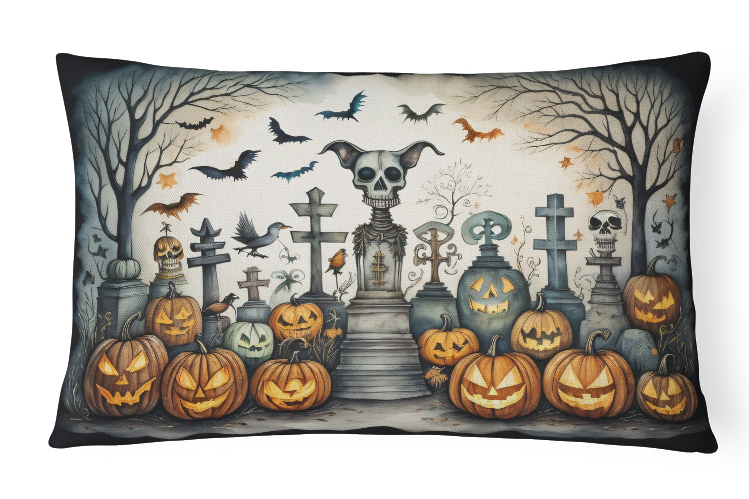 More Spooky Halloween Throw Pillow Throw Pillow for Indoor Couch Bed Outdoor Patio Washable, Pet Cemetery 2268,12Hx16W