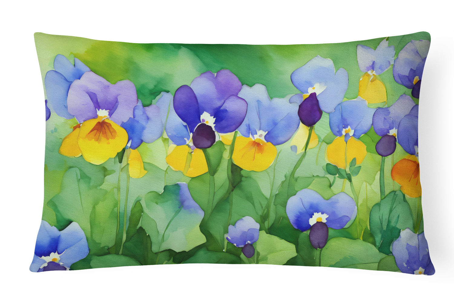 State Watercolor Flowers Throw Pillow Throw Pillow for Indoor Couch Bed Outdoor Patio Washable, Illinois Violet 1647,12Hx16W