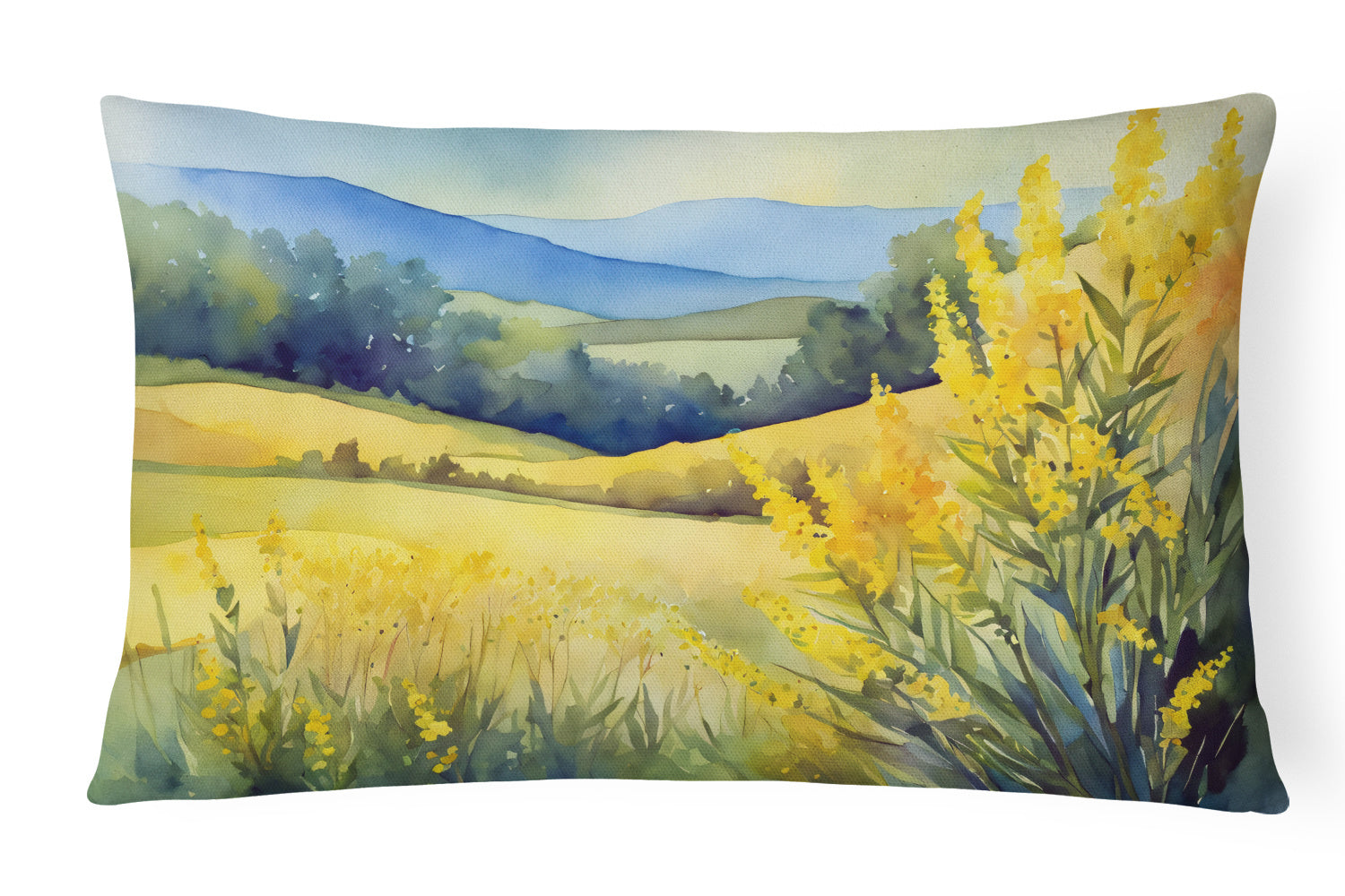 State Watercolor Flowers Throw Pillow Throw Pillow for Indoor Couch Bed Outdoor Patio Washable, Kentucky Goldenrod 1656,12Hx16W