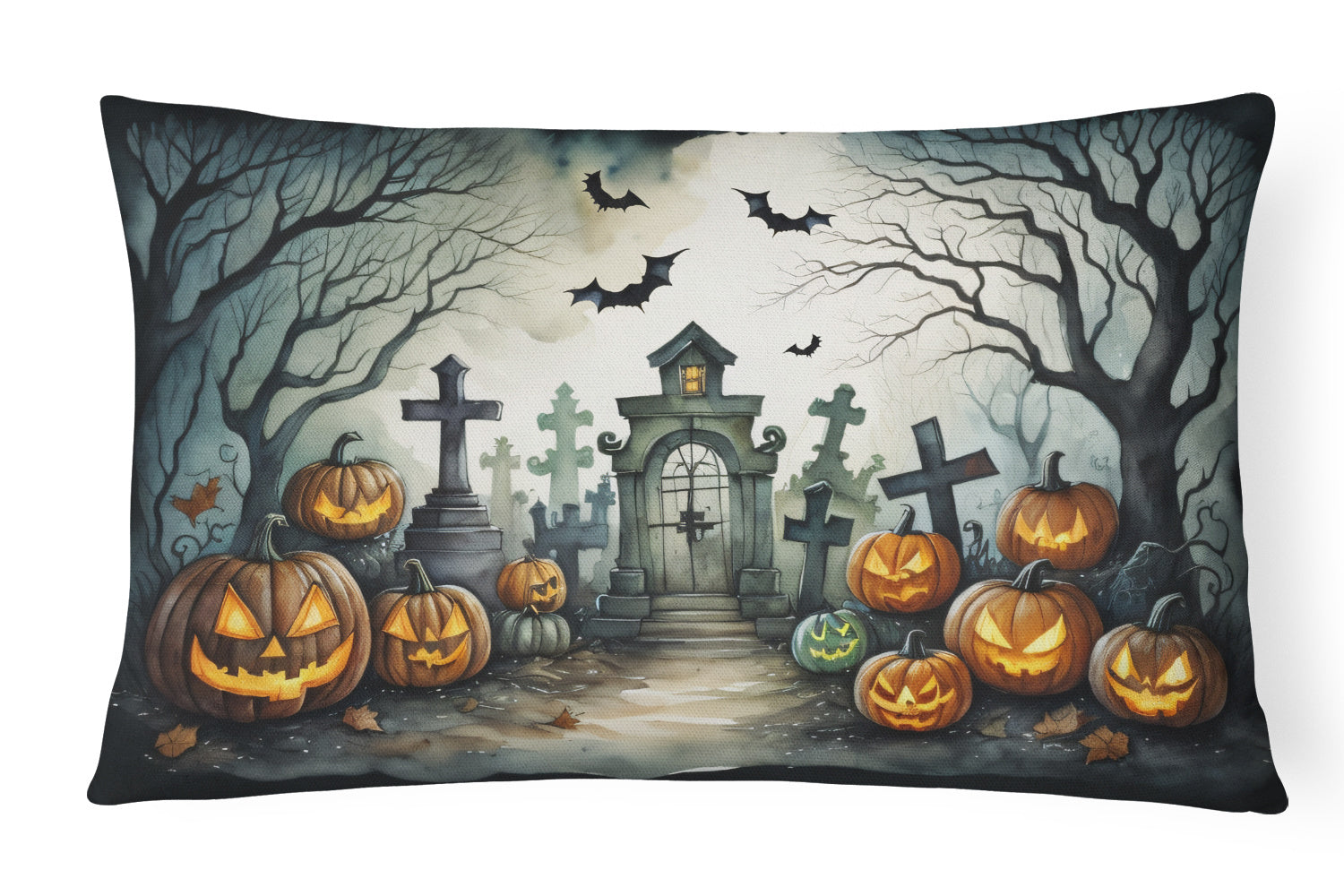 More Spooky Halloween Throw Pillow Throw Pillow for Indoor Couch Bed Outdoor Patio Washable, Graveyard 2222,12Hx16W