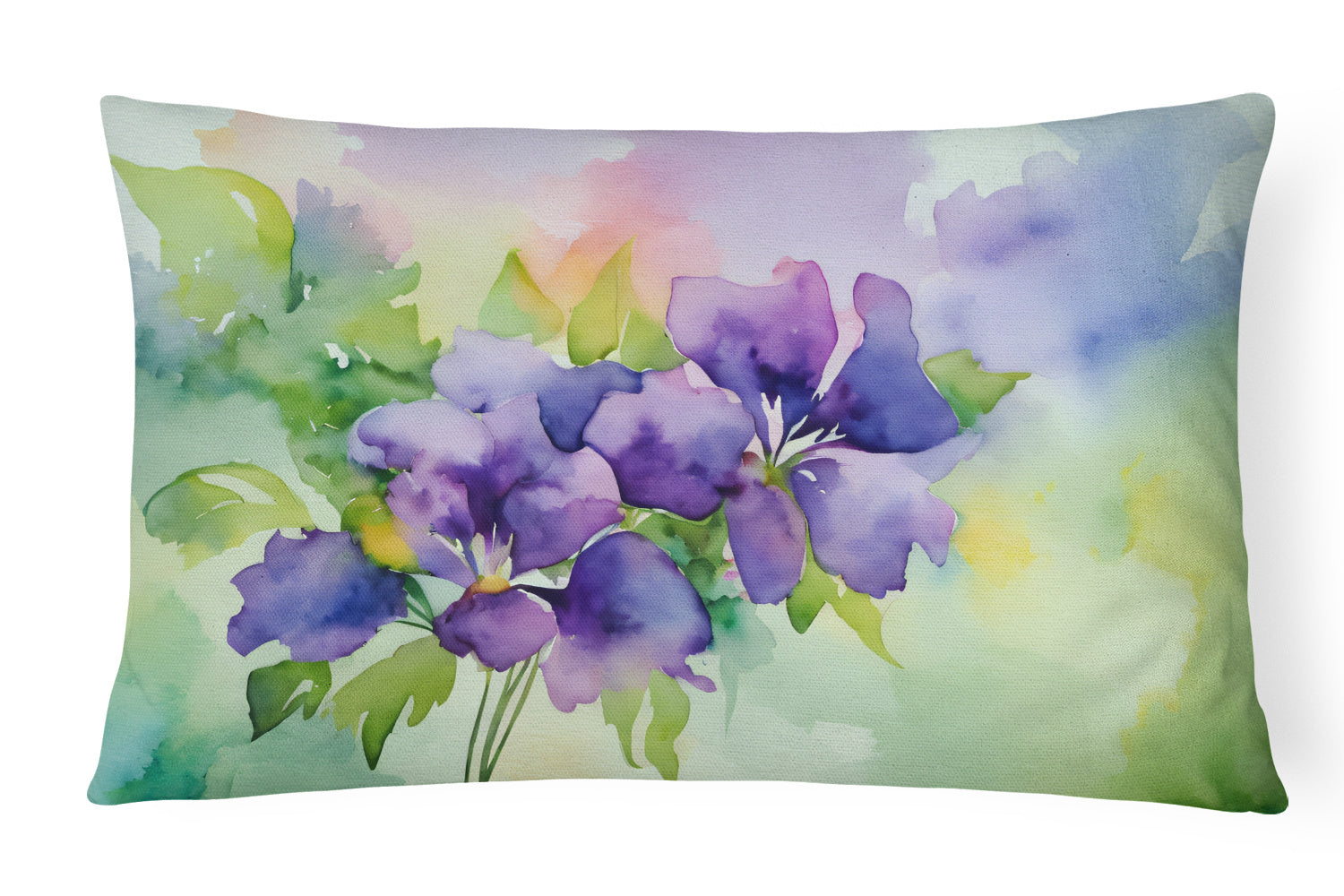 NEW State Watercolor Flowers Throw Pillow Throw Pillow for Indoor Couch Bed Outdoor Patio Washable, New Jersey Violet 1687,12Hx16W