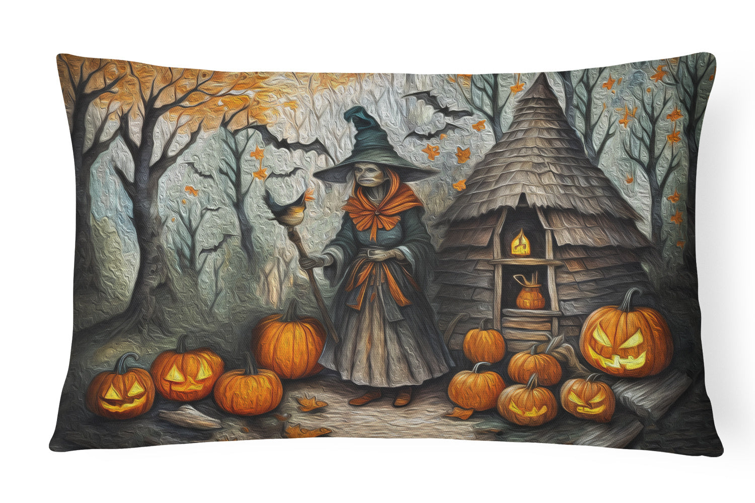 More Spooky Halloween Throw Pillow Throw Pillow for Indoor Couch Bed Outdoor Patio Washable, Slavic Witch 2220,12Hx16W