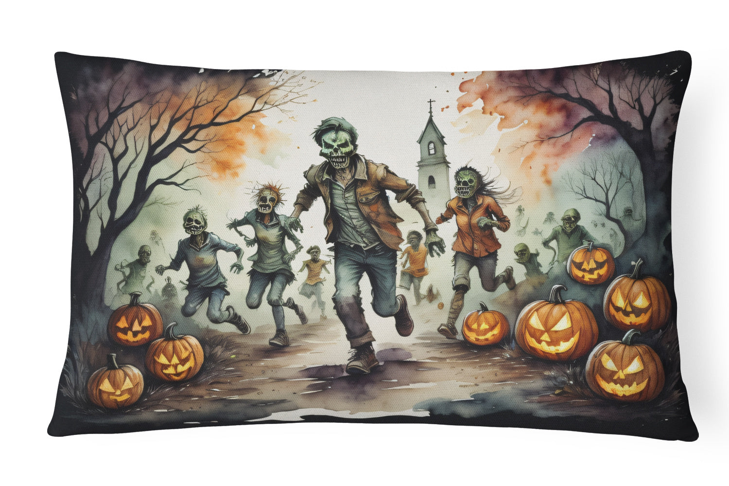 More Spooky Halloween Throw Pillow Throw Pillow for Indoor Couch Bed Outdoor Patio Washable, Zombies 2290,12Hx16W